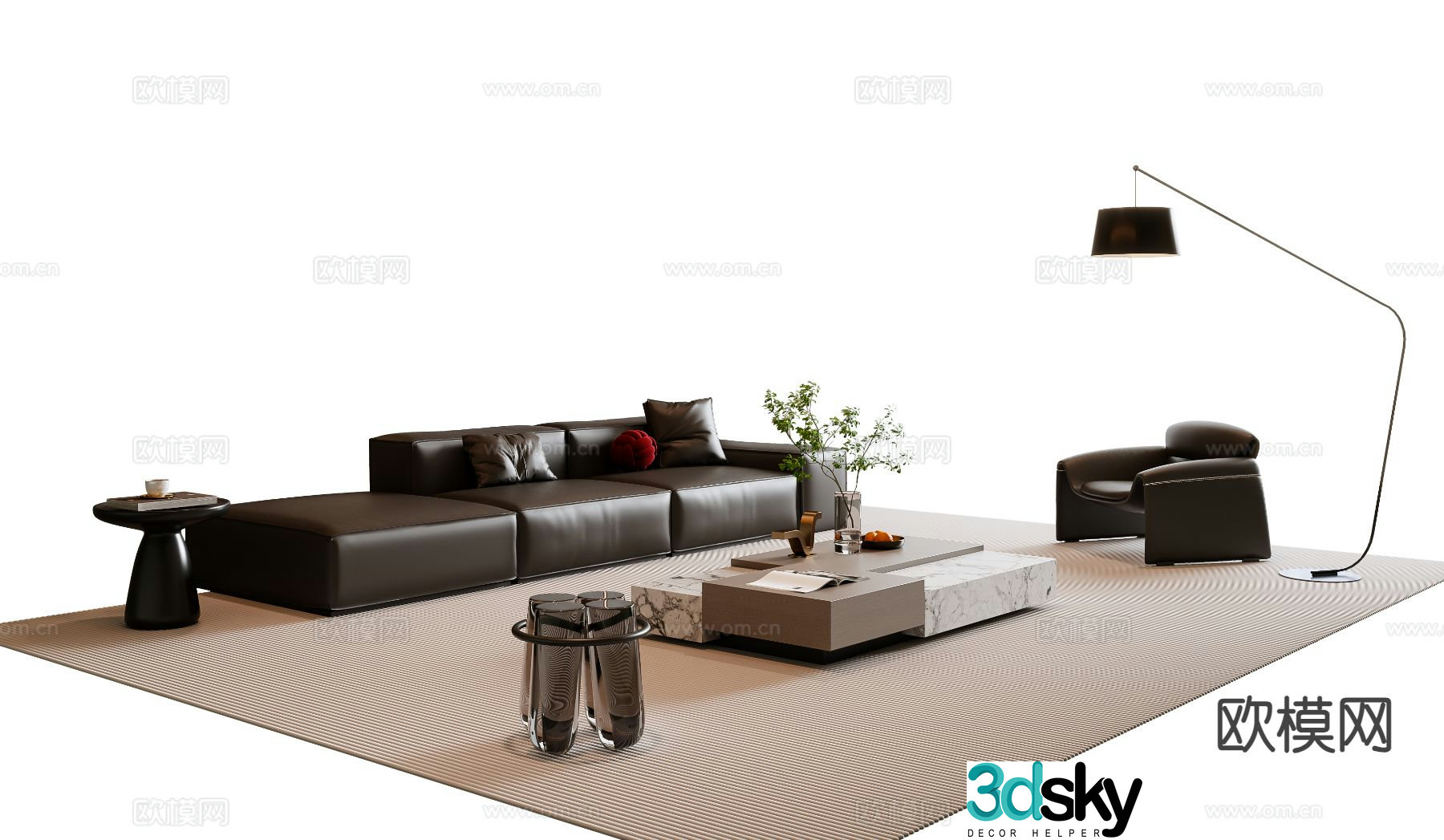 Italian sofa modular sofa 3d model