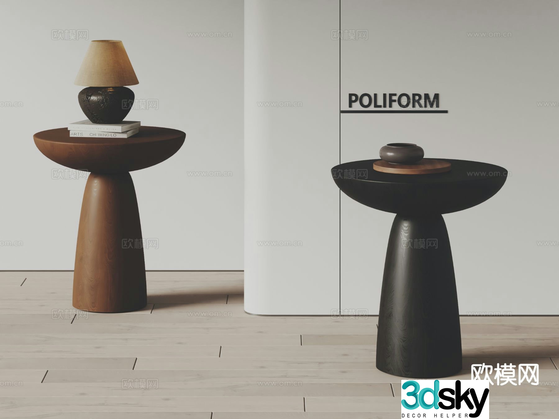 poliform modern side table 3d model