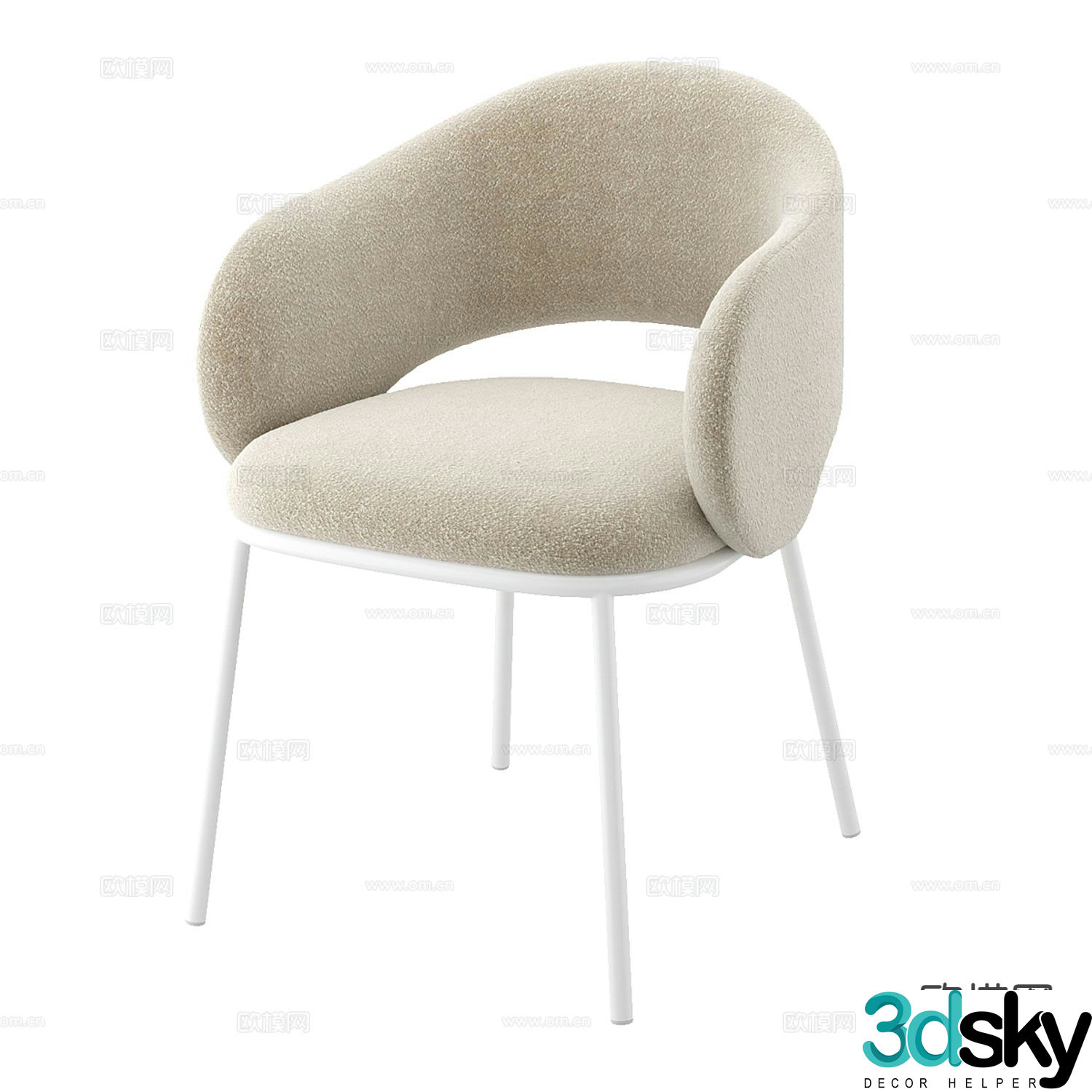 Coastal chair dining chair 3d model