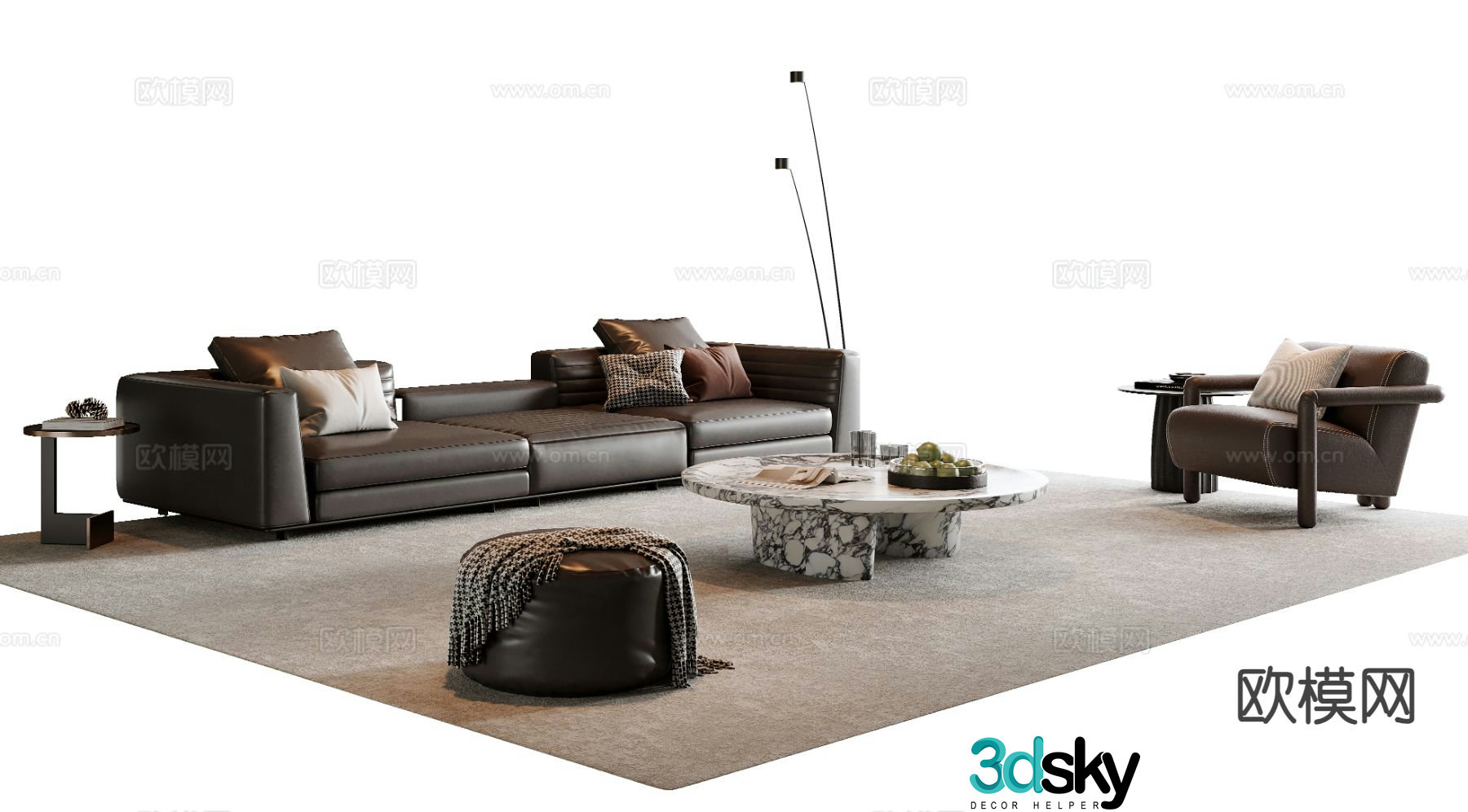 Italian sectional sofa 3d model