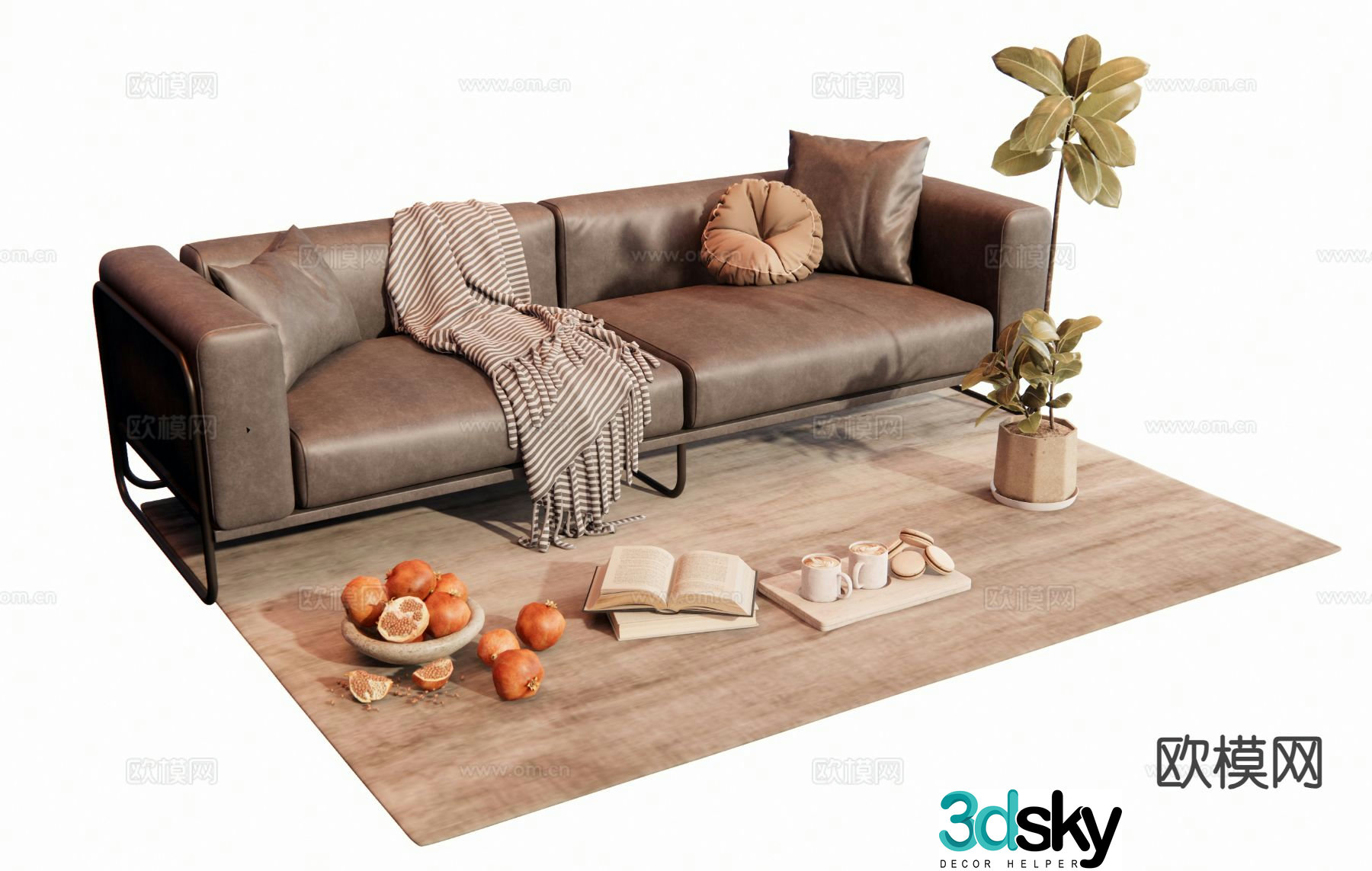 Modern love sofa leather sofa 3d model