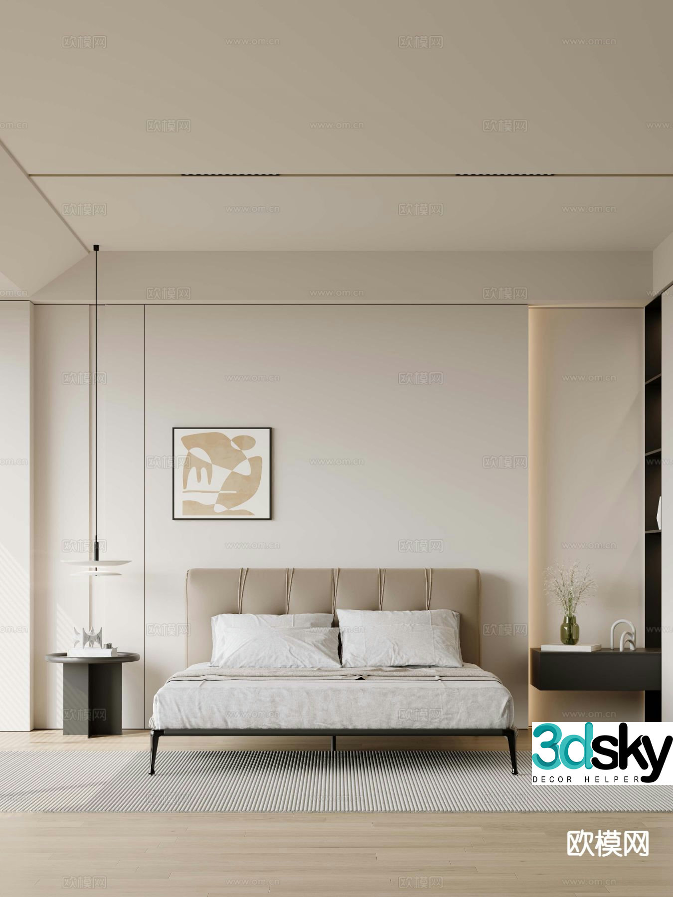 Italian double bed 3d model