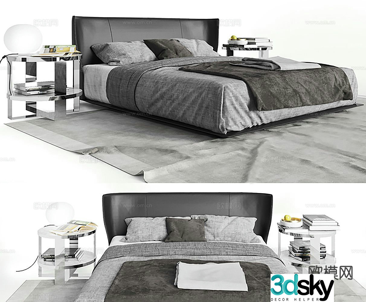 Modern double bed 3d model