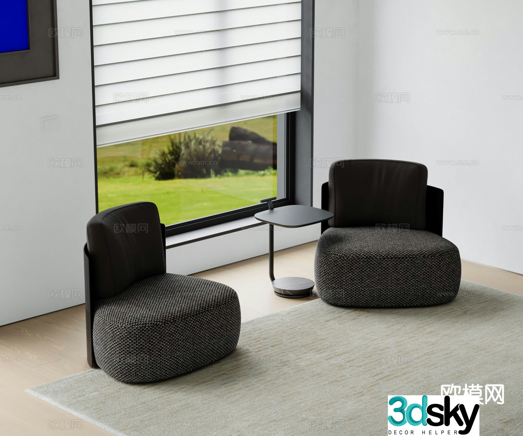 Italian single sofa casual sofa 3d model