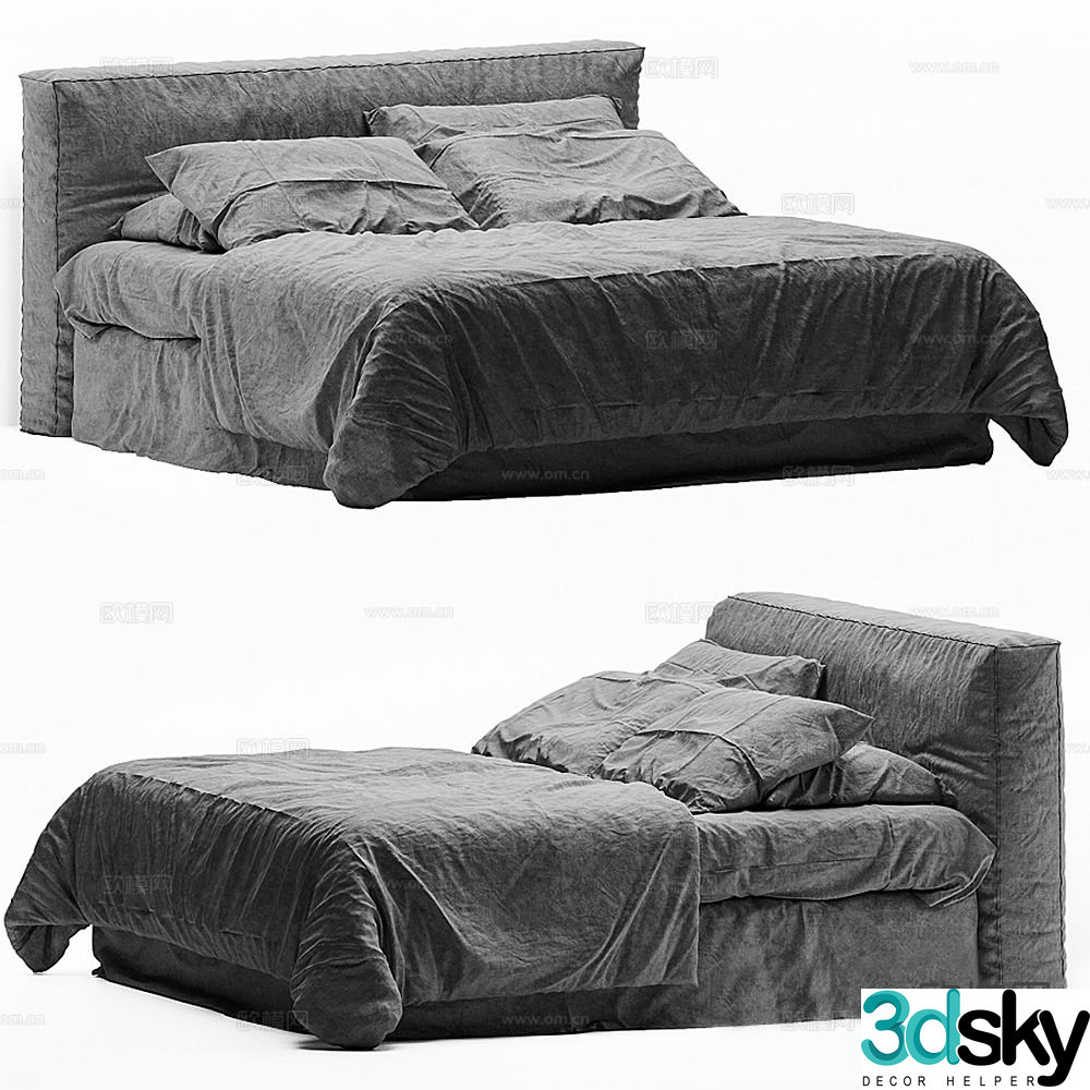 Modern double bed 3d model