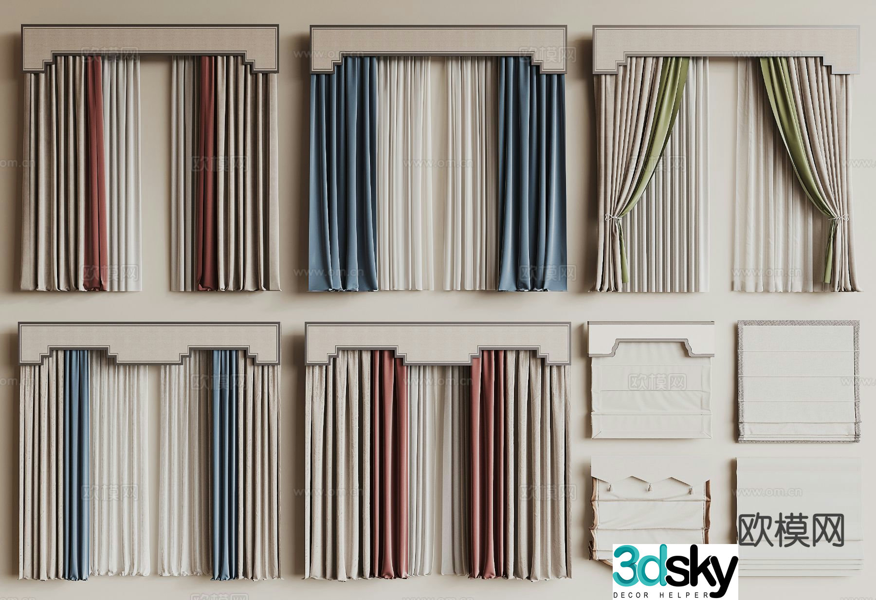 New Chinese curtain 3D model