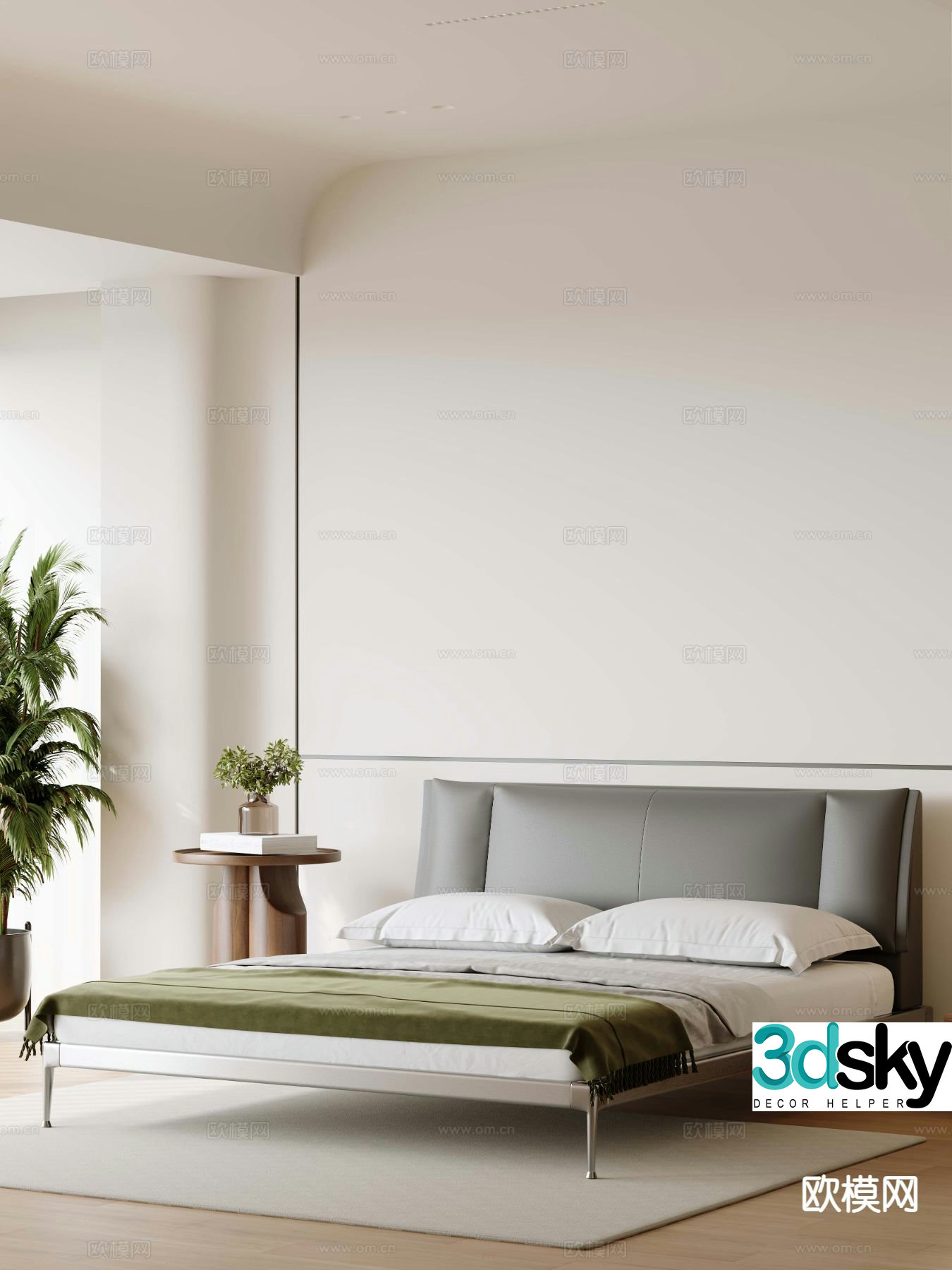 Italian double bed 3d model