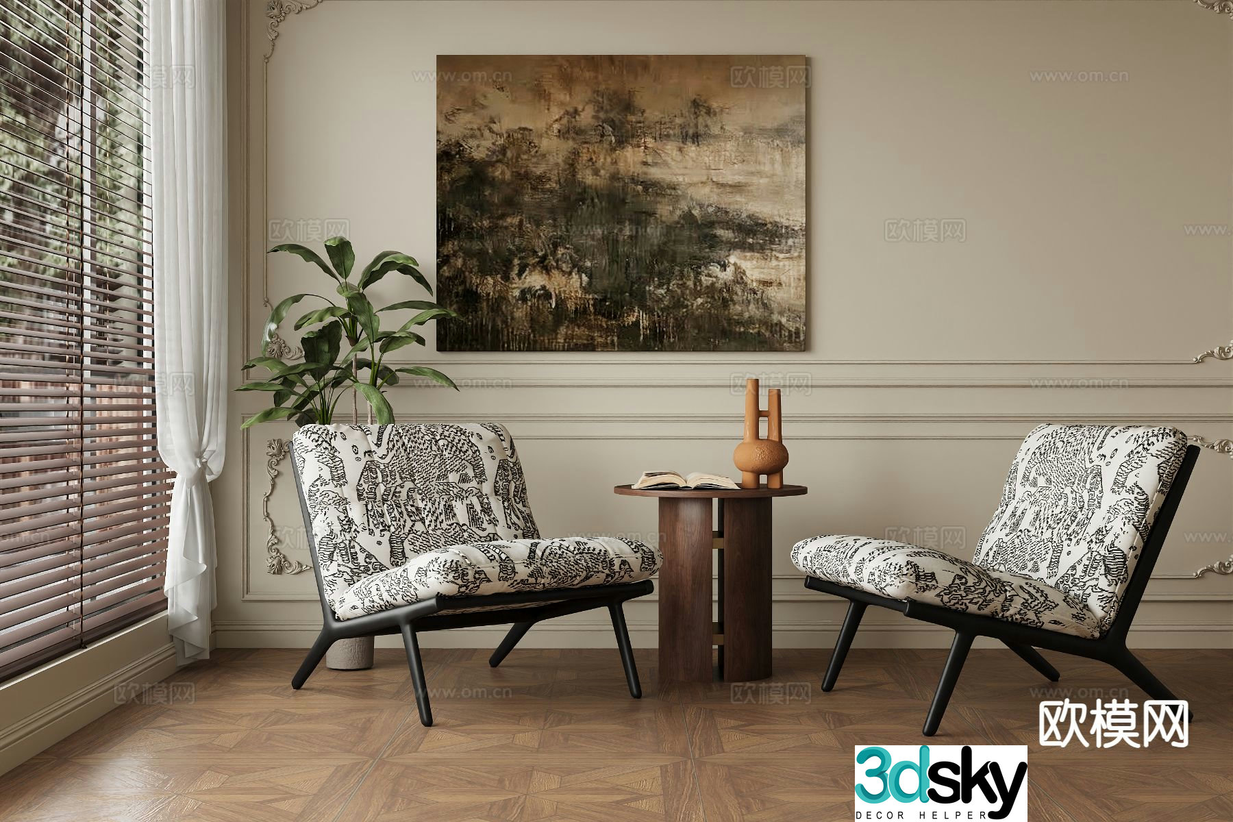 Medieval style chair leisure chair 3d model