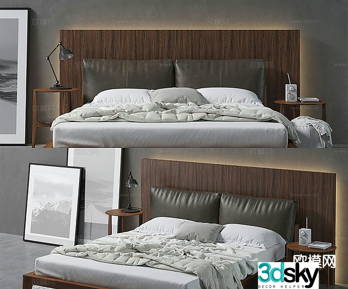 Modern double bed 3d model