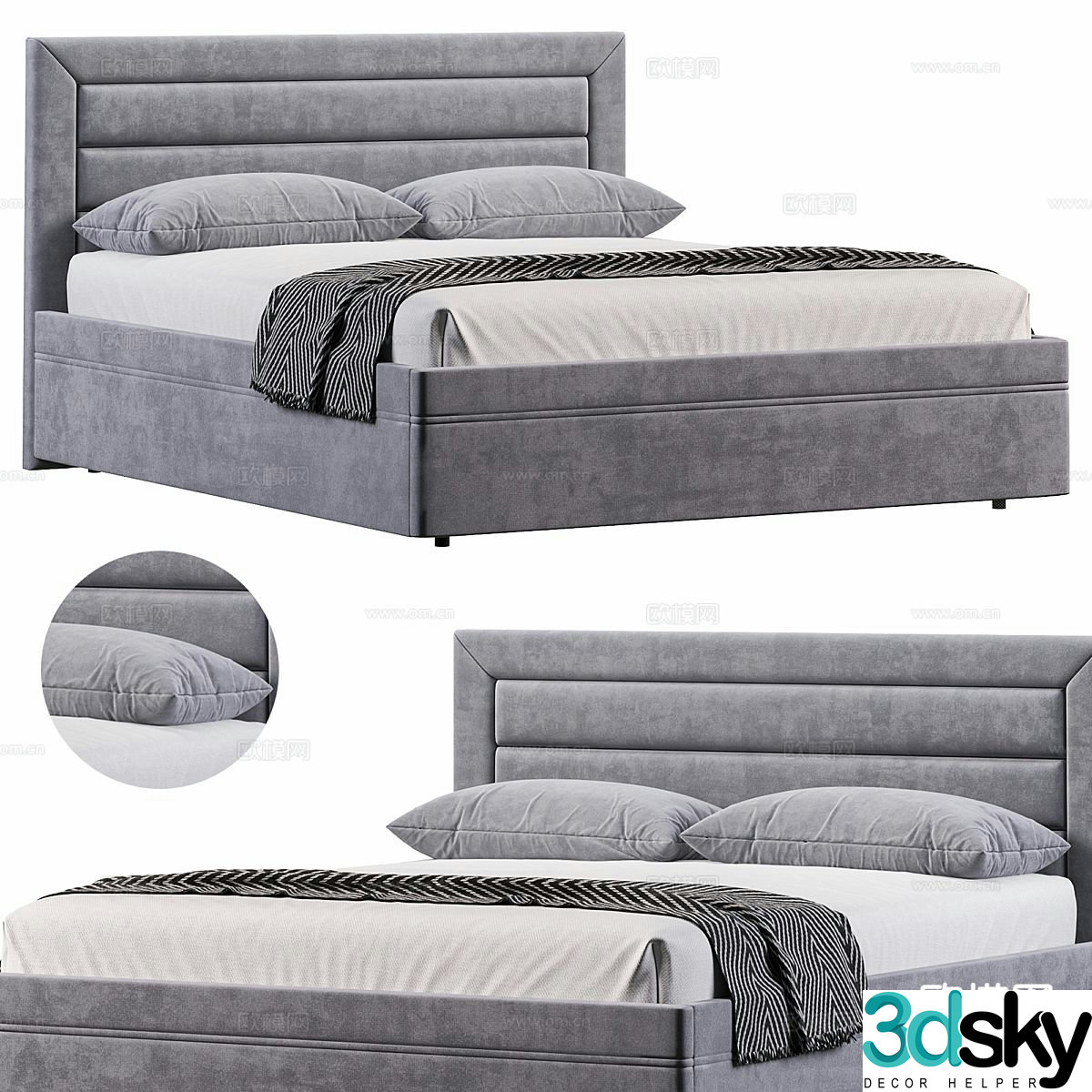 Modern double bed 3d model