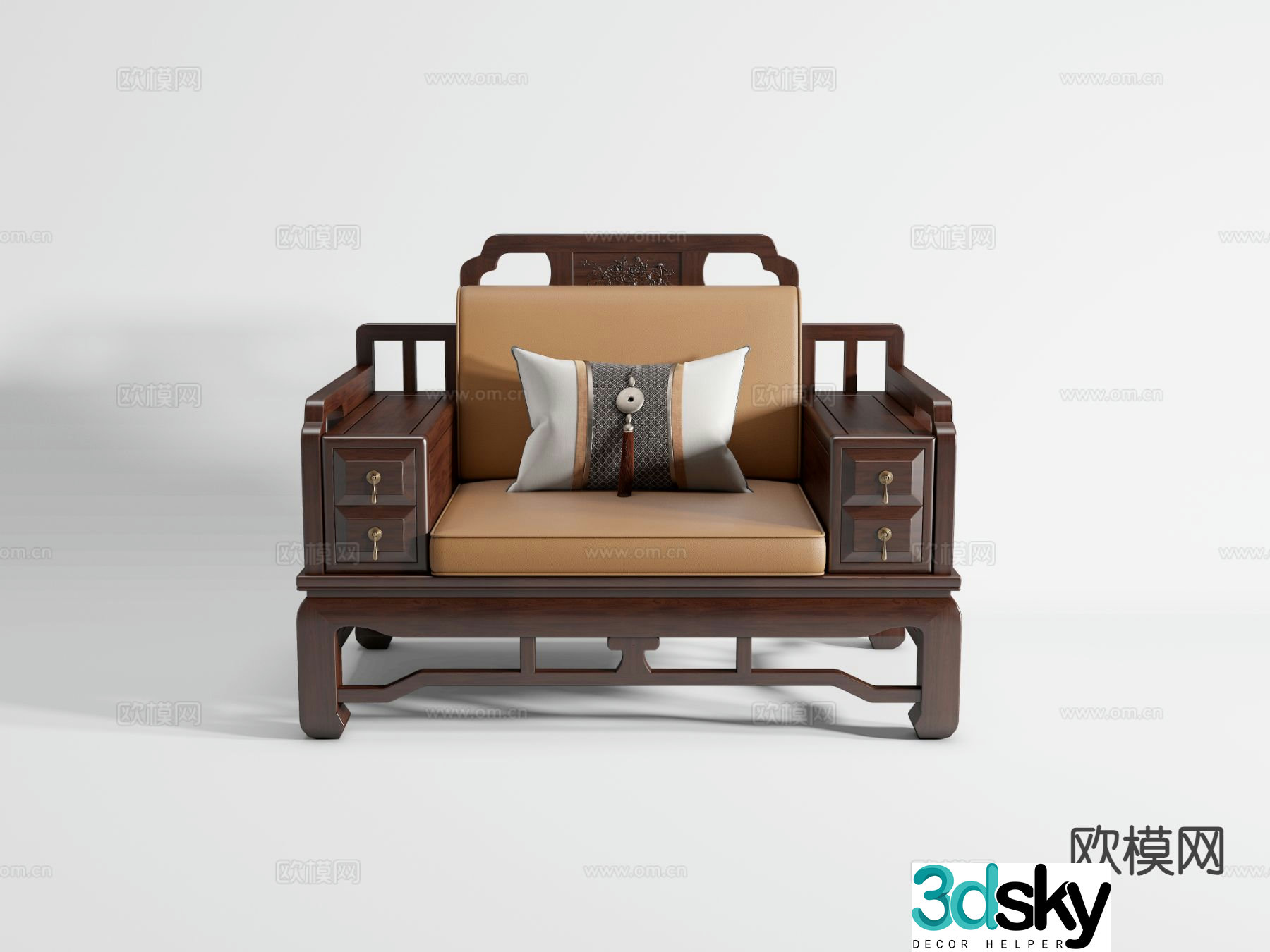 Chinese single sofa 3D model