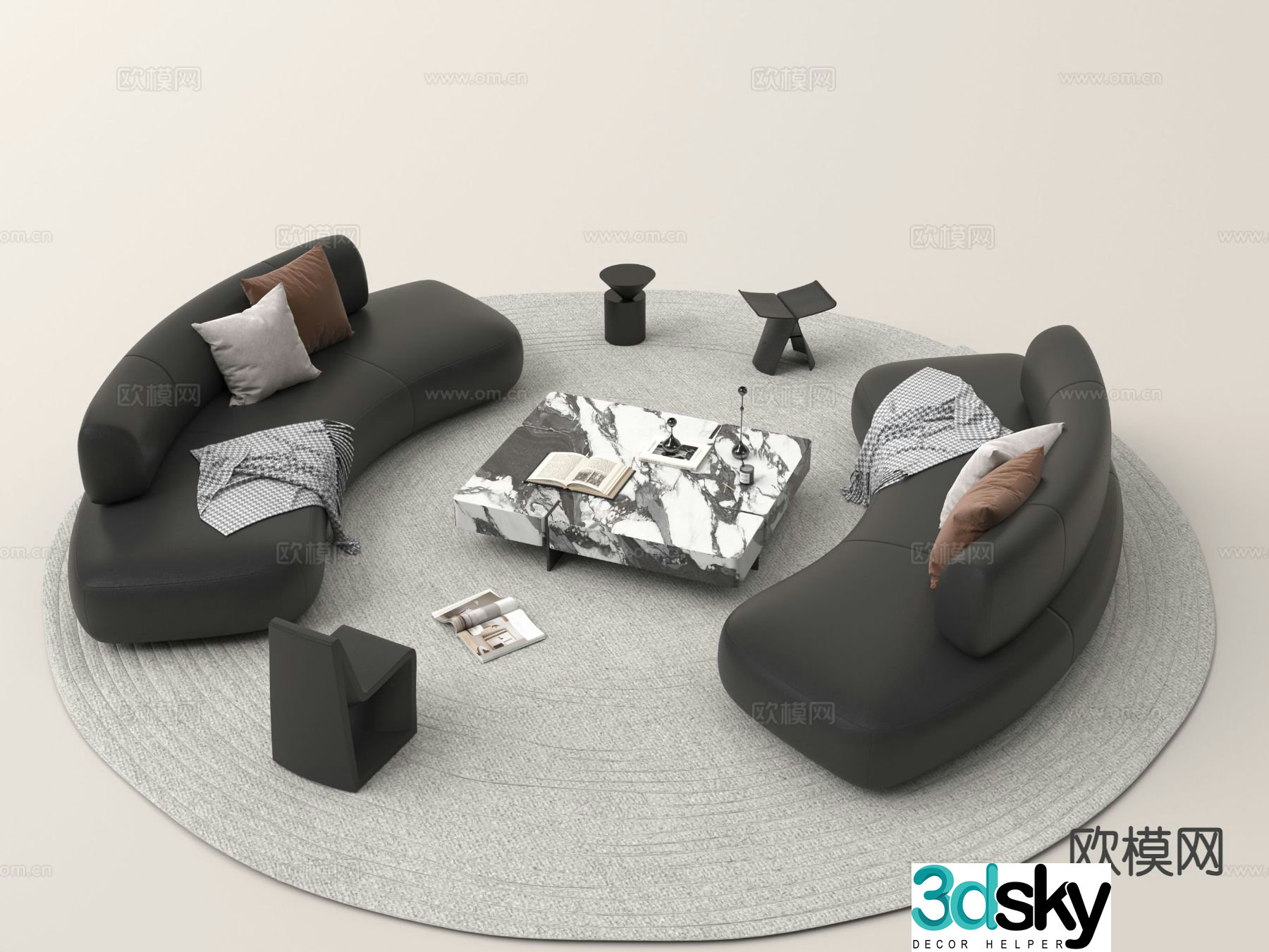 Modern curved sofa modular sofa 3d model