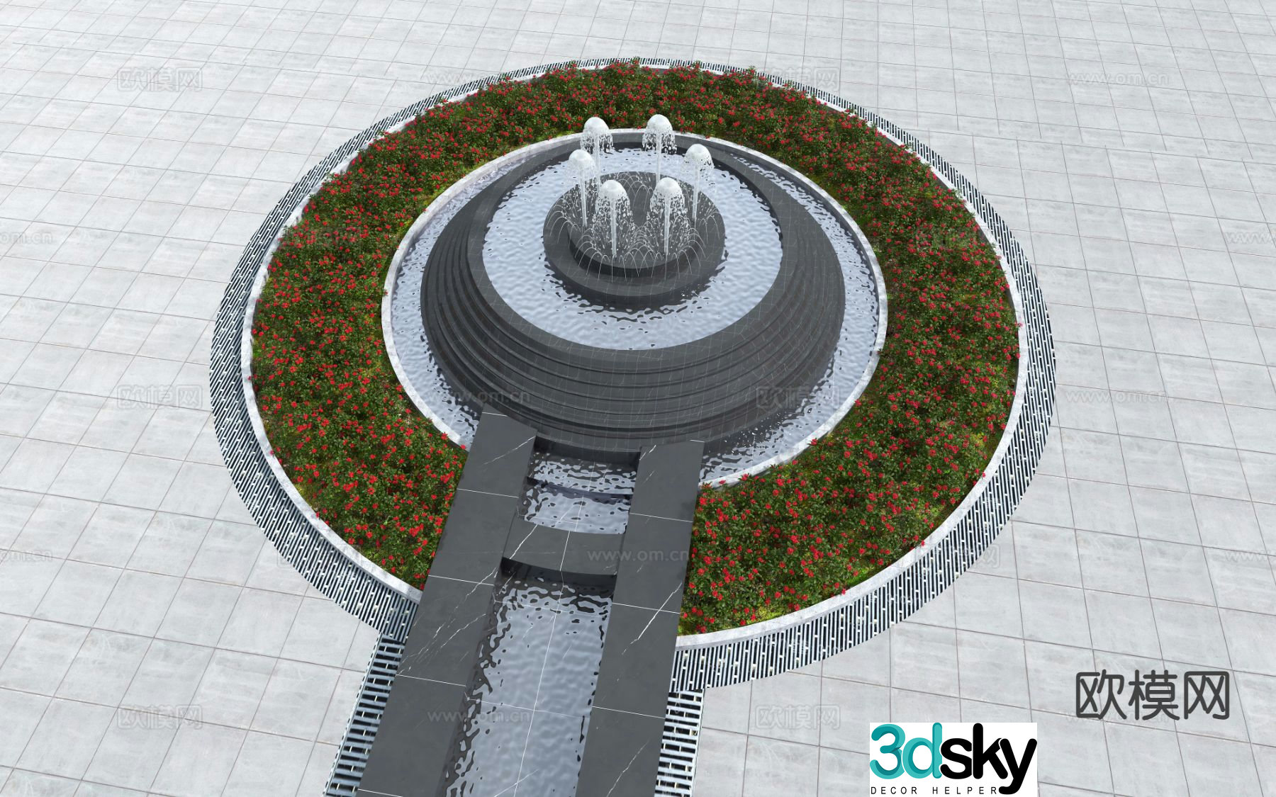 fountain water column water feature 3d model