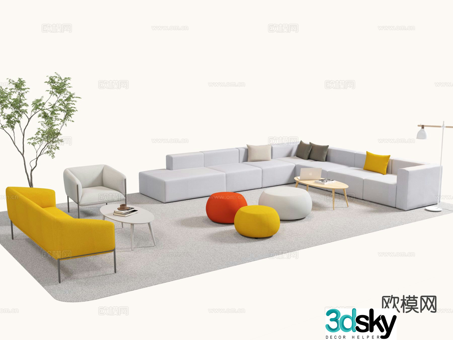 Modern office sofa modular sofa 3d model