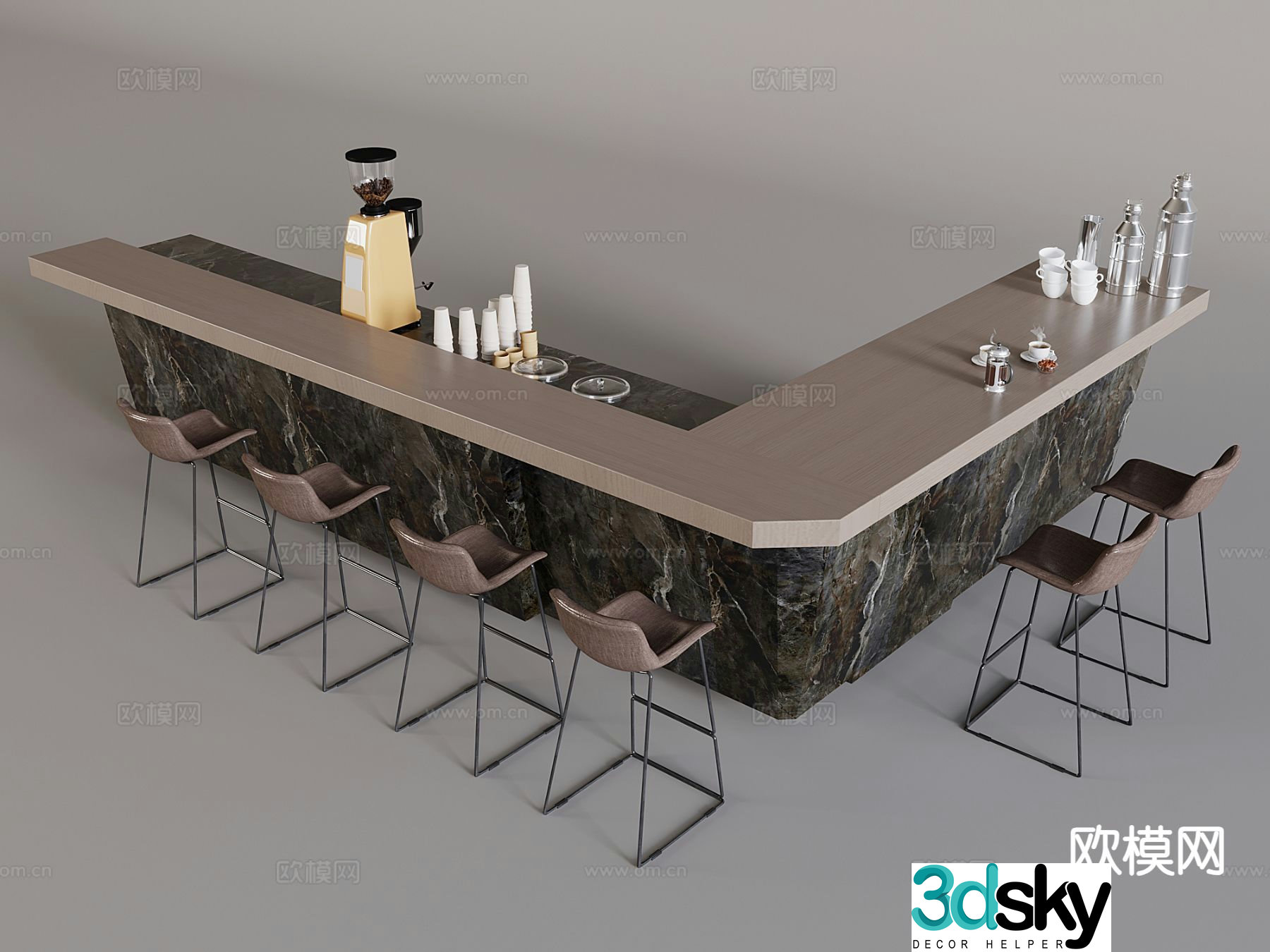 Modern wine bar 3d model