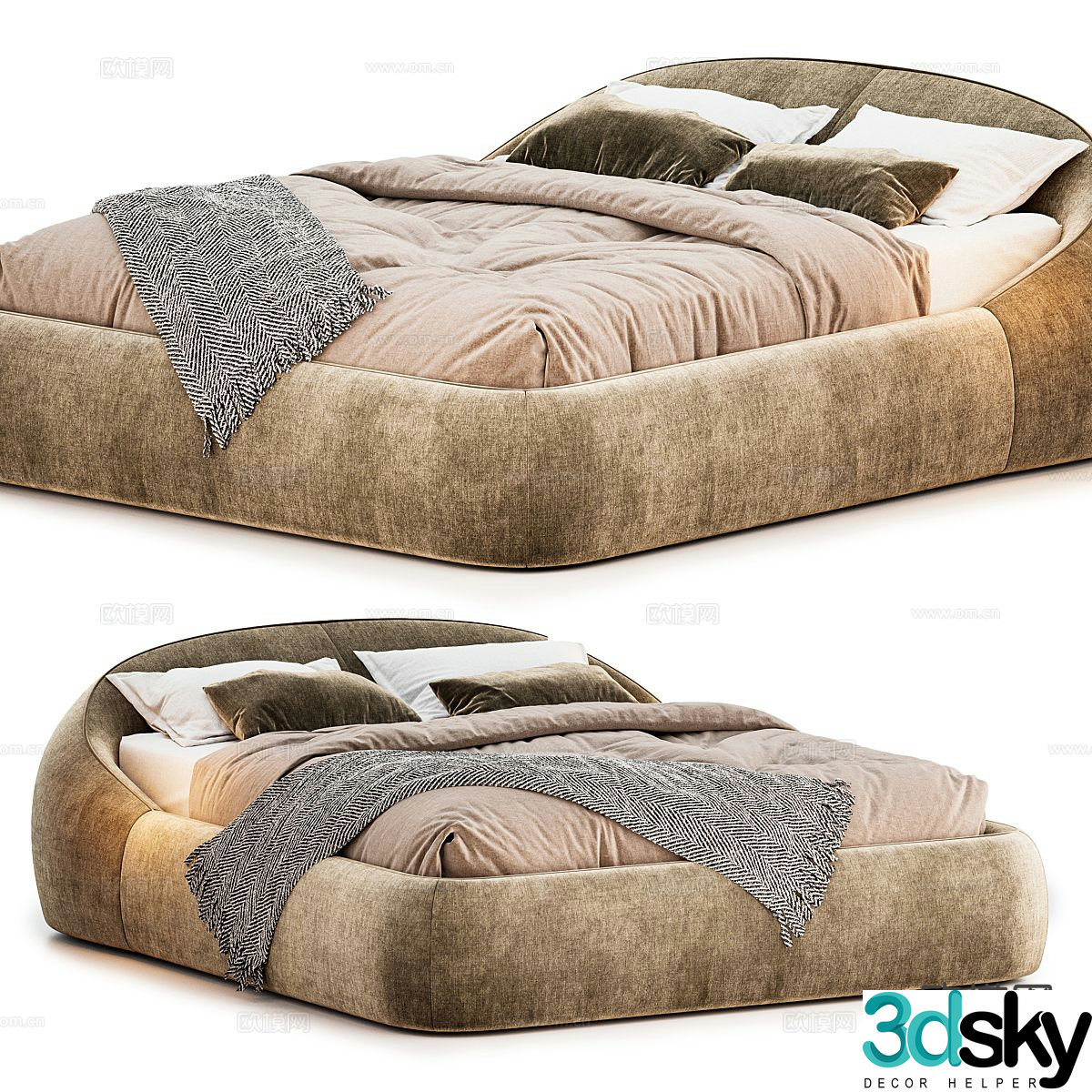 Modern double bed 3d model
