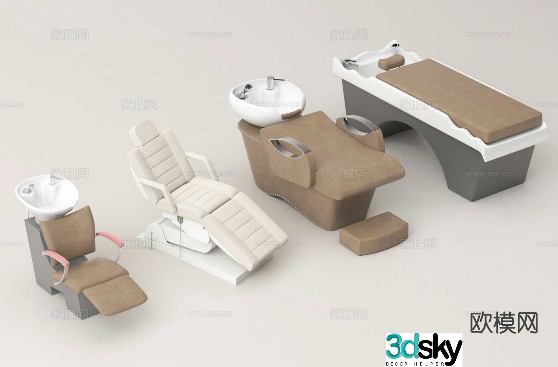 Modern shampoo chair, shampoo bed, shampoo equipment 3D model