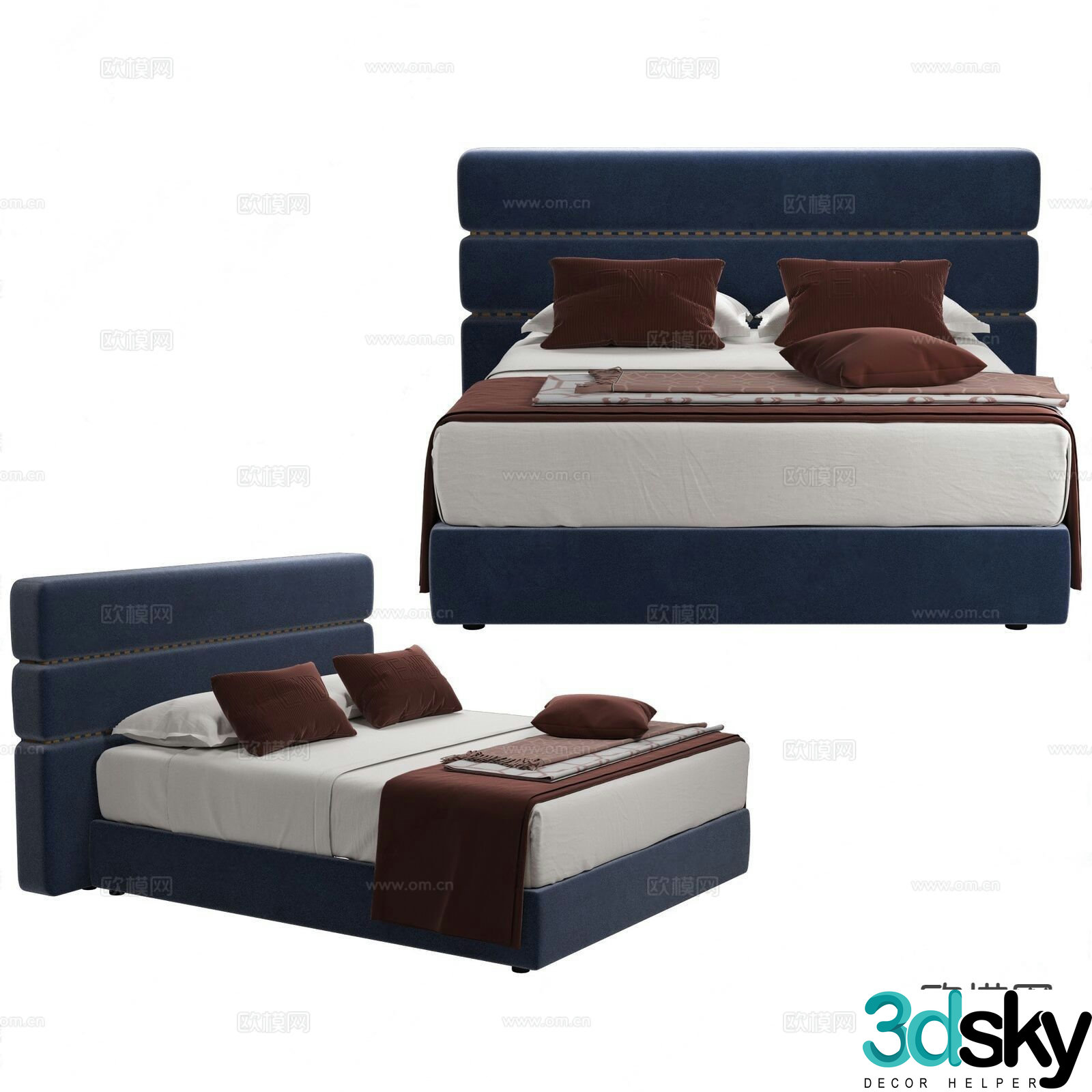 Modern double bed 3d model