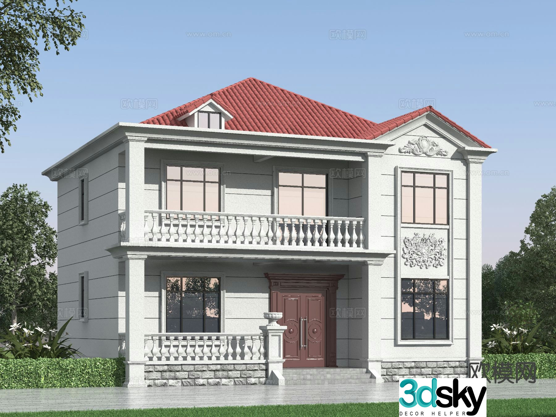 European style single-family villa appearance 3D model