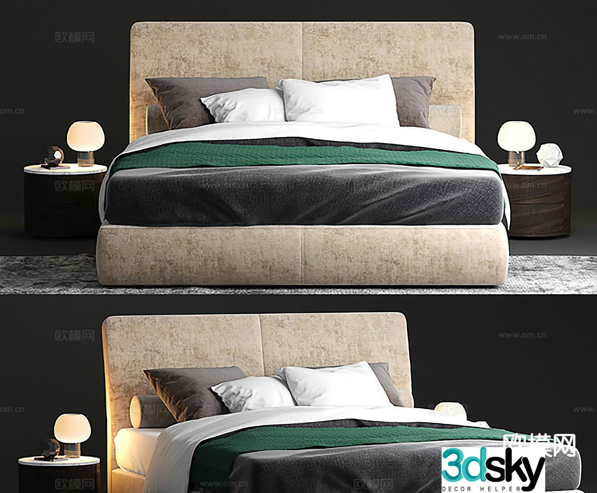 Modern double bed 3d model