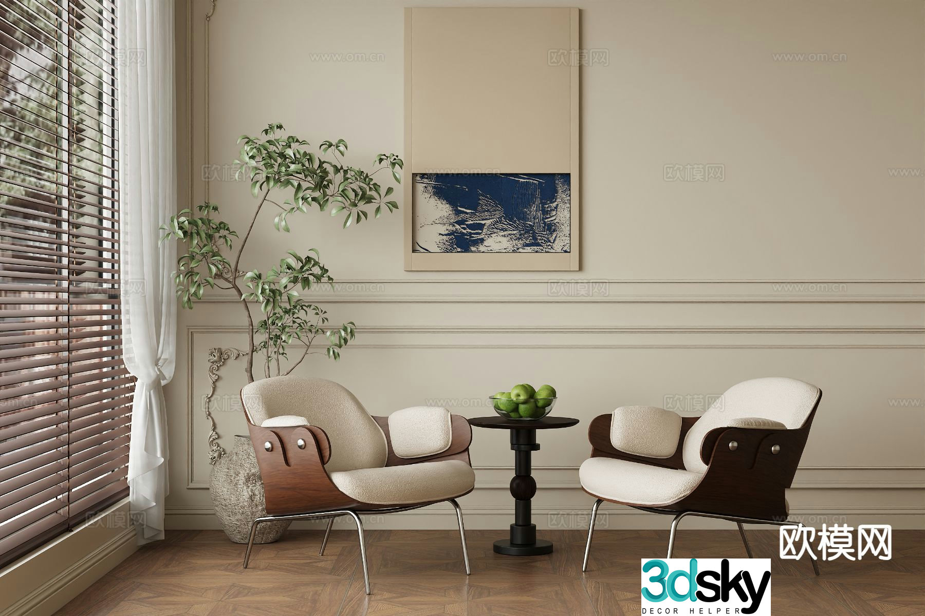 Medieval style chair leisure chair 3d model