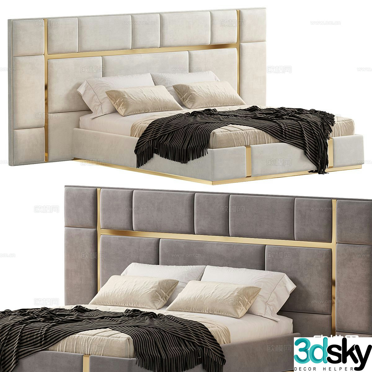 Modern double bed 3d model