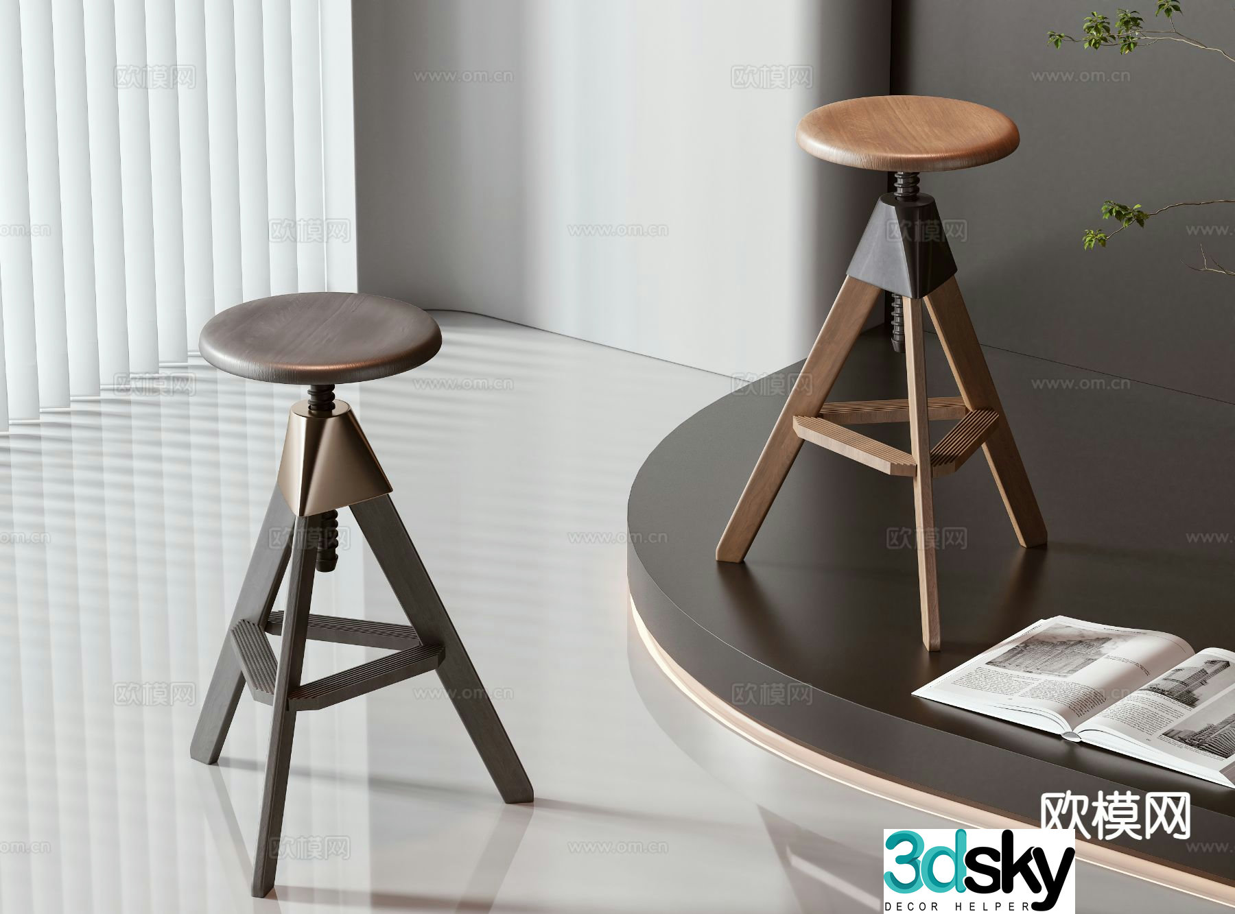 Wabi Sabi bar stool bar stool high stool 3d model