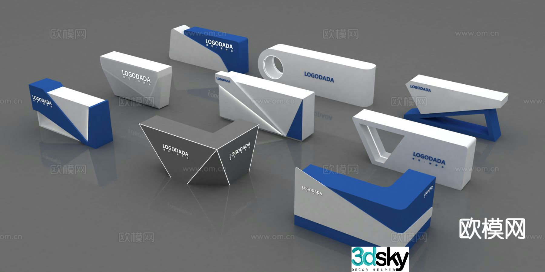 Reception desk exhibition stand service desk front desk 3d model