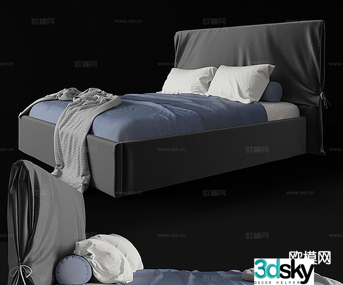 Modern double bed 3d model