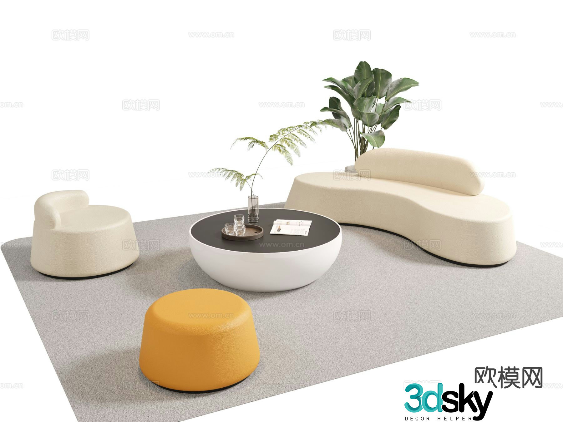 Modern office sofa modular sofa 3d model