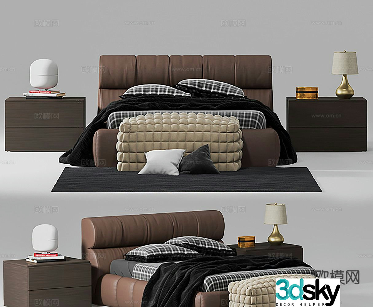Italian double bed 3d model