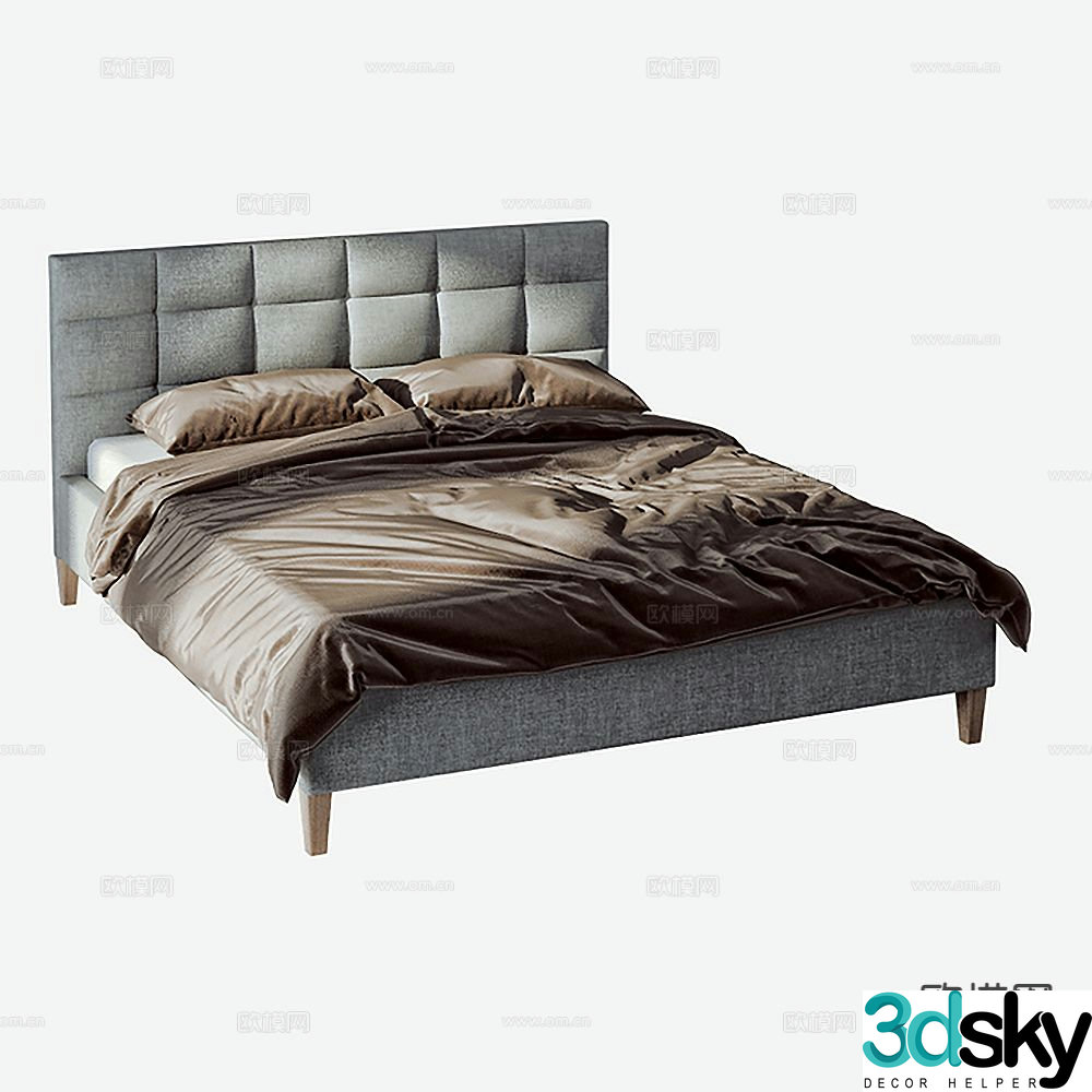 Modern double bed 3d model