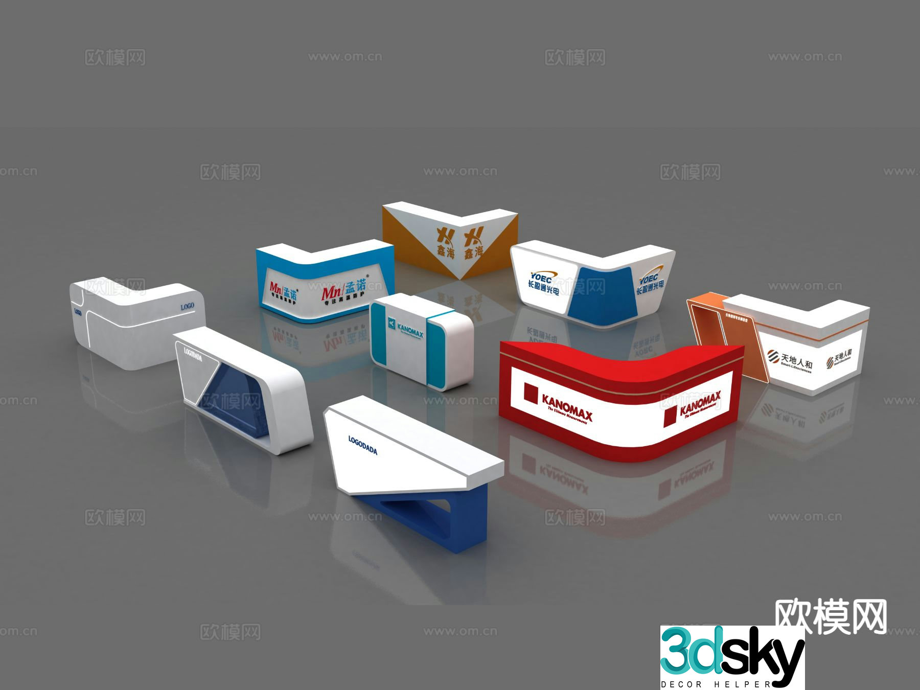 Reception desk front desk display booth arc reception desk 3D model