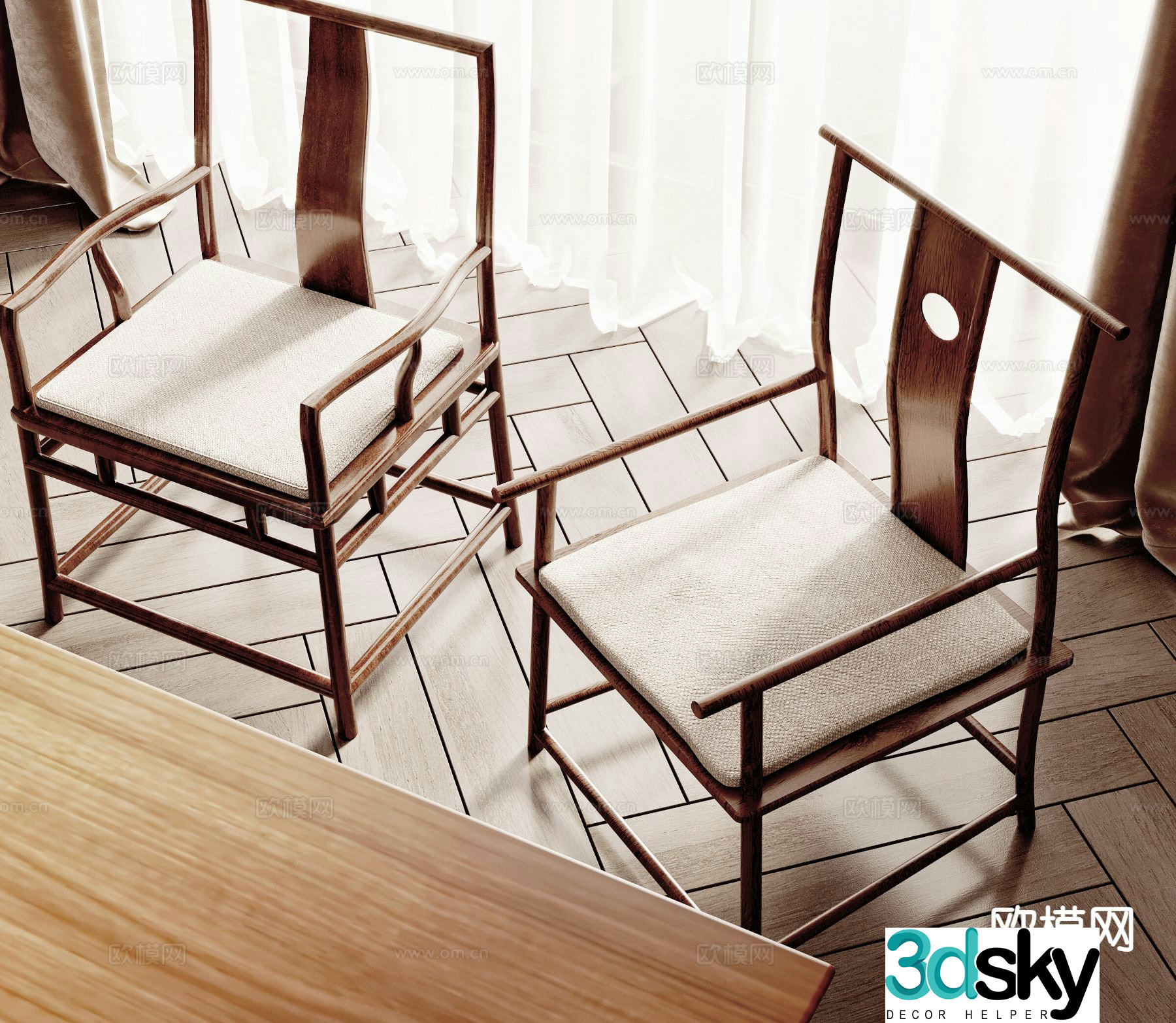 New Chinese style chair single chair armchair 3d model