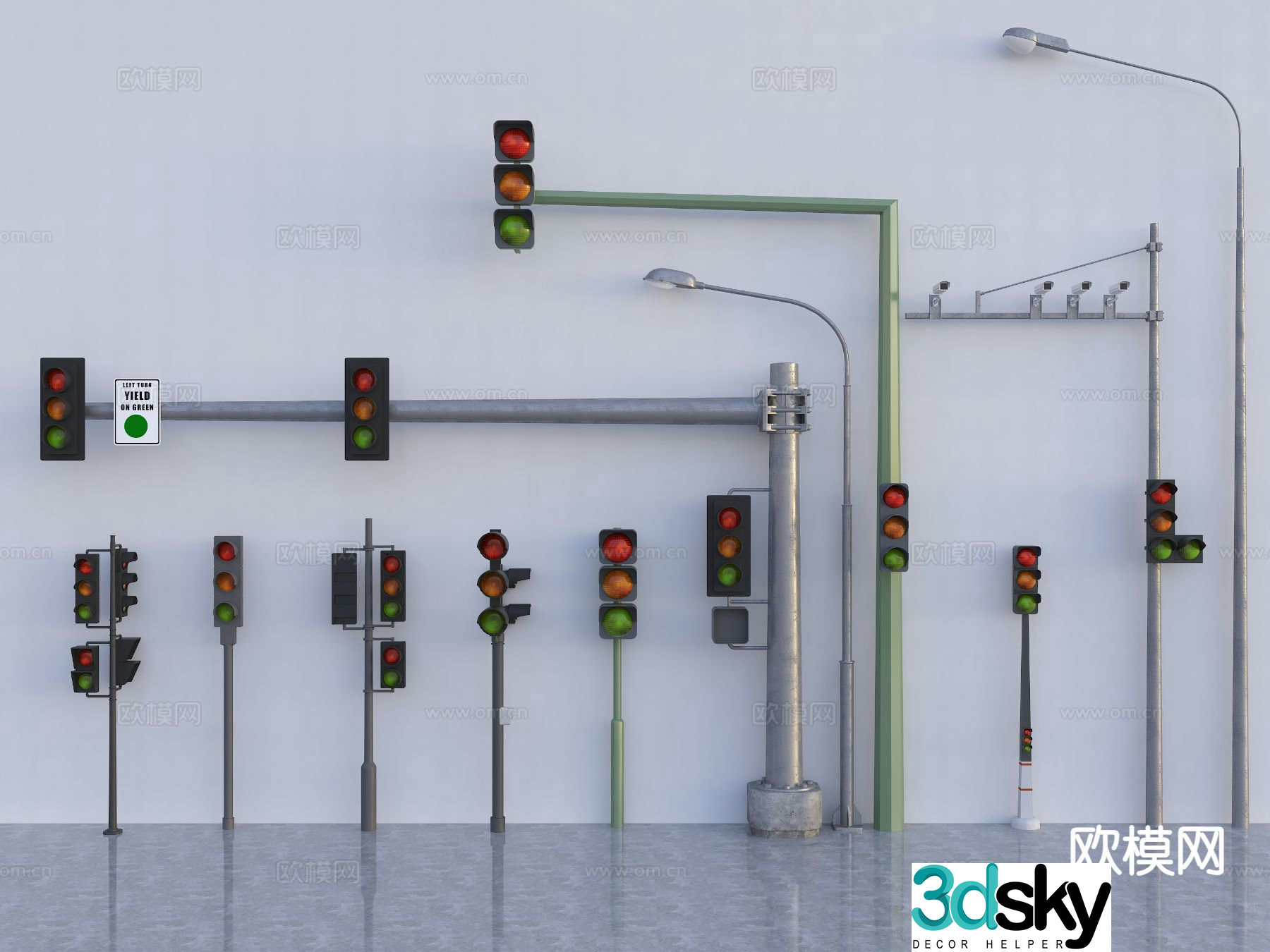 traffic light street light 3d model