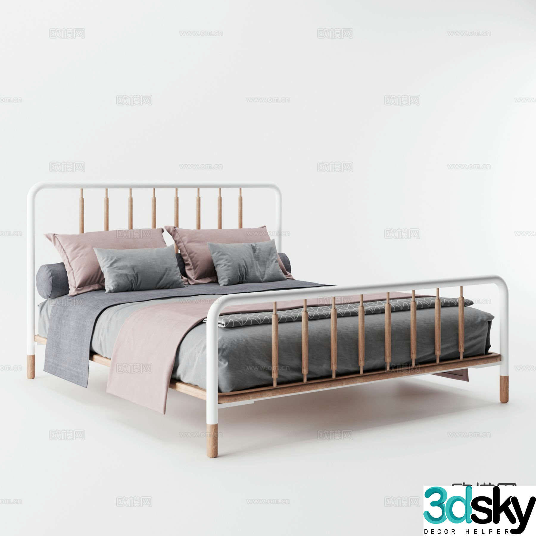 Nordic double bed 3d model