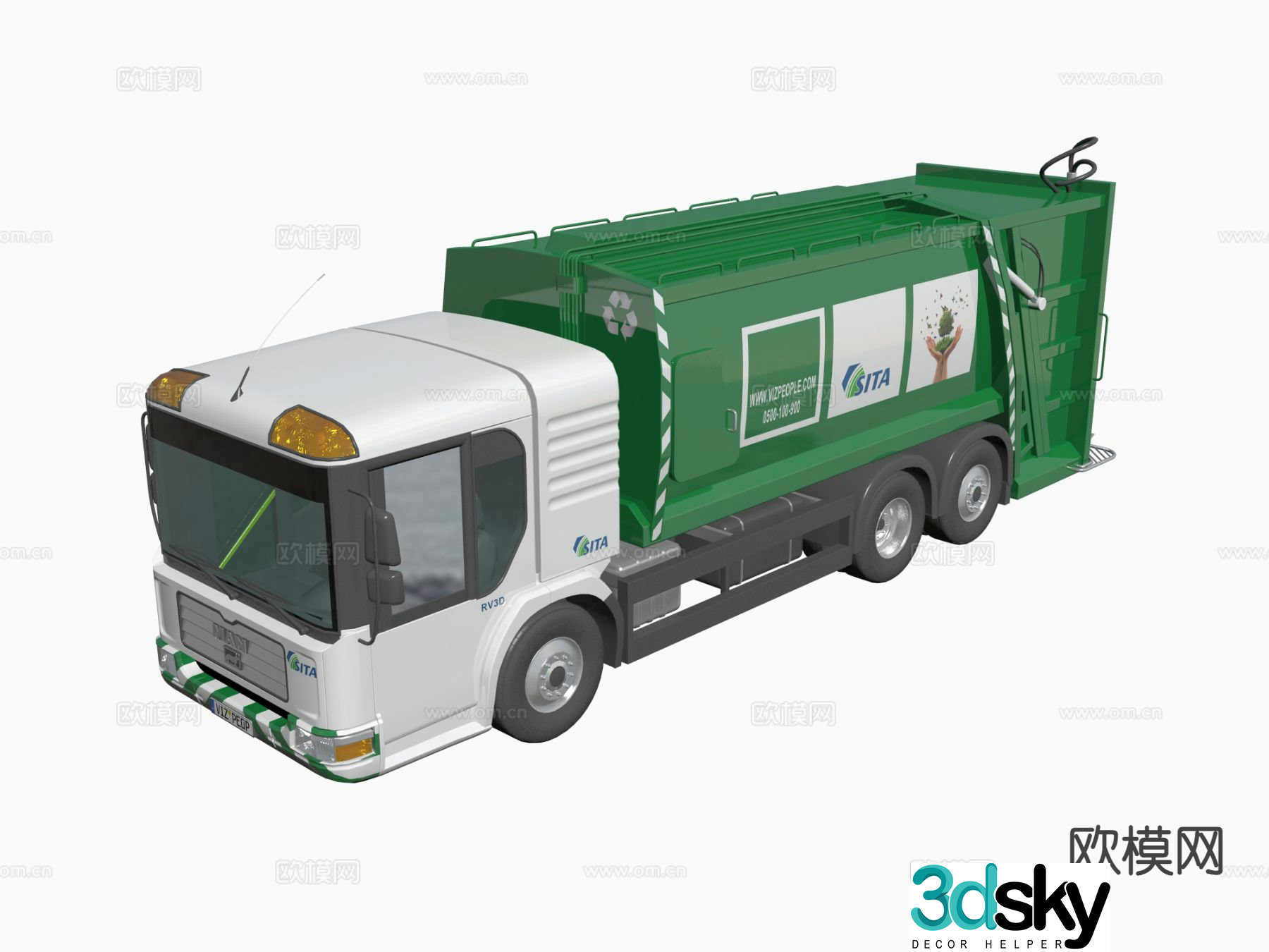 sanitation truck cleaning truck car 3d model