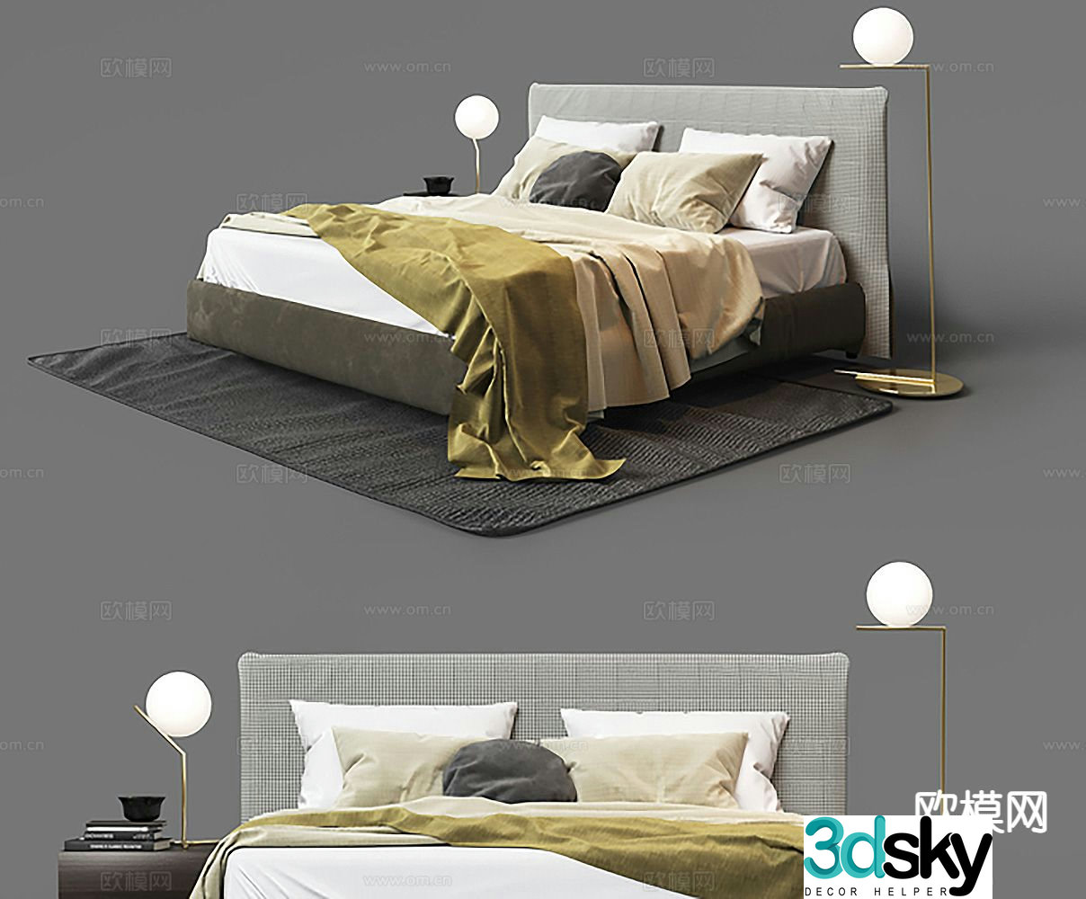 Italian double bed 3d model