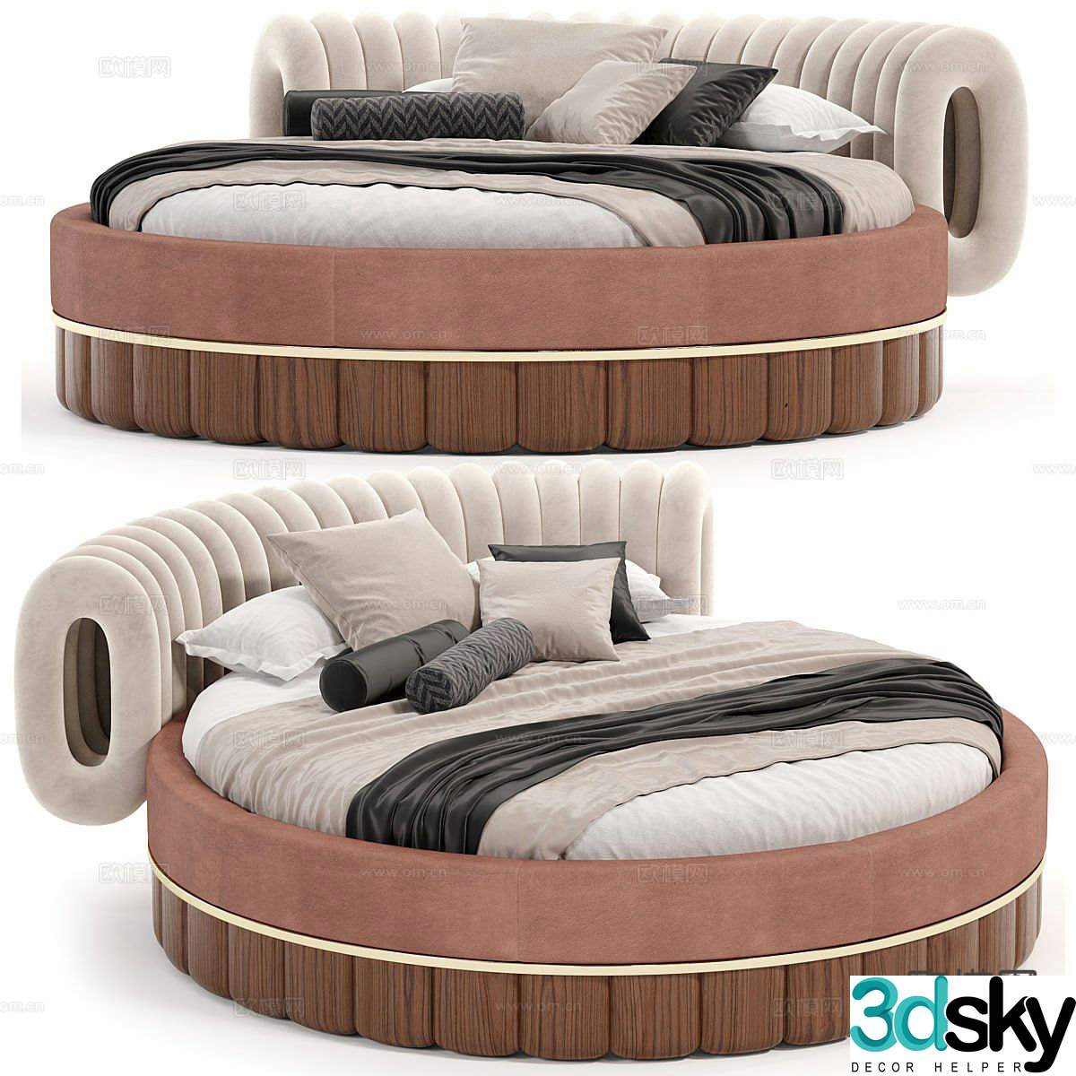 Modern round bed 3d model