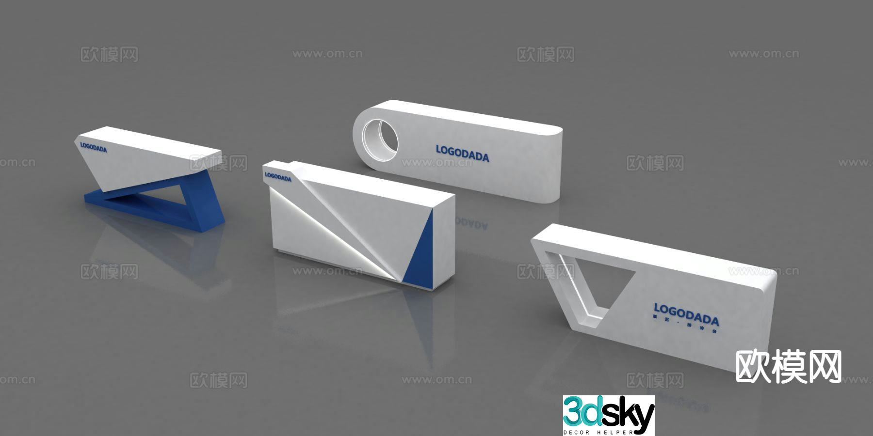 Technology reception desk front desk service desk 3d model