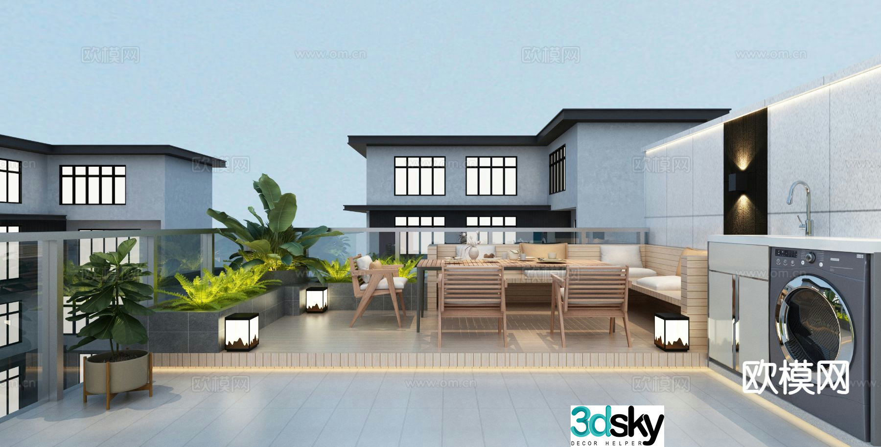 Modern courtyard garden courtyard landscape 3d model