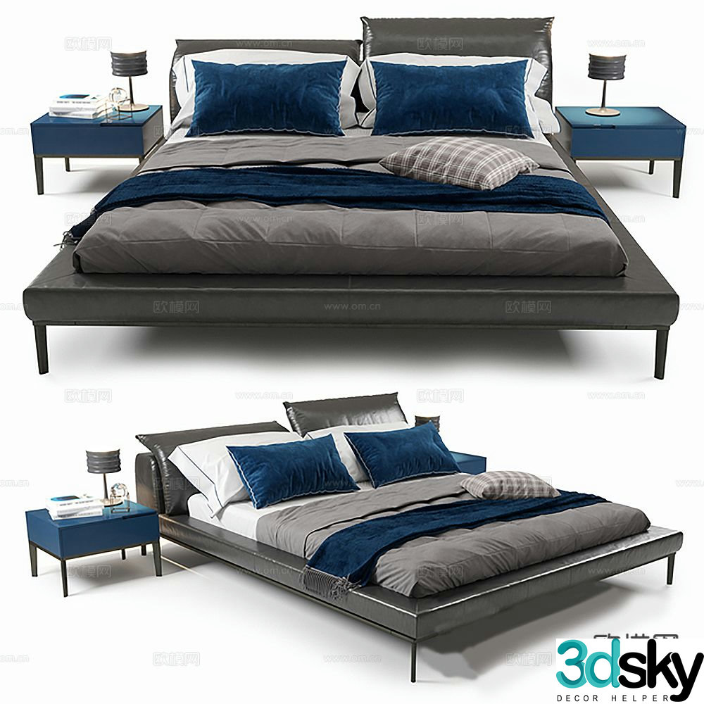 Modern double bed 3d model
