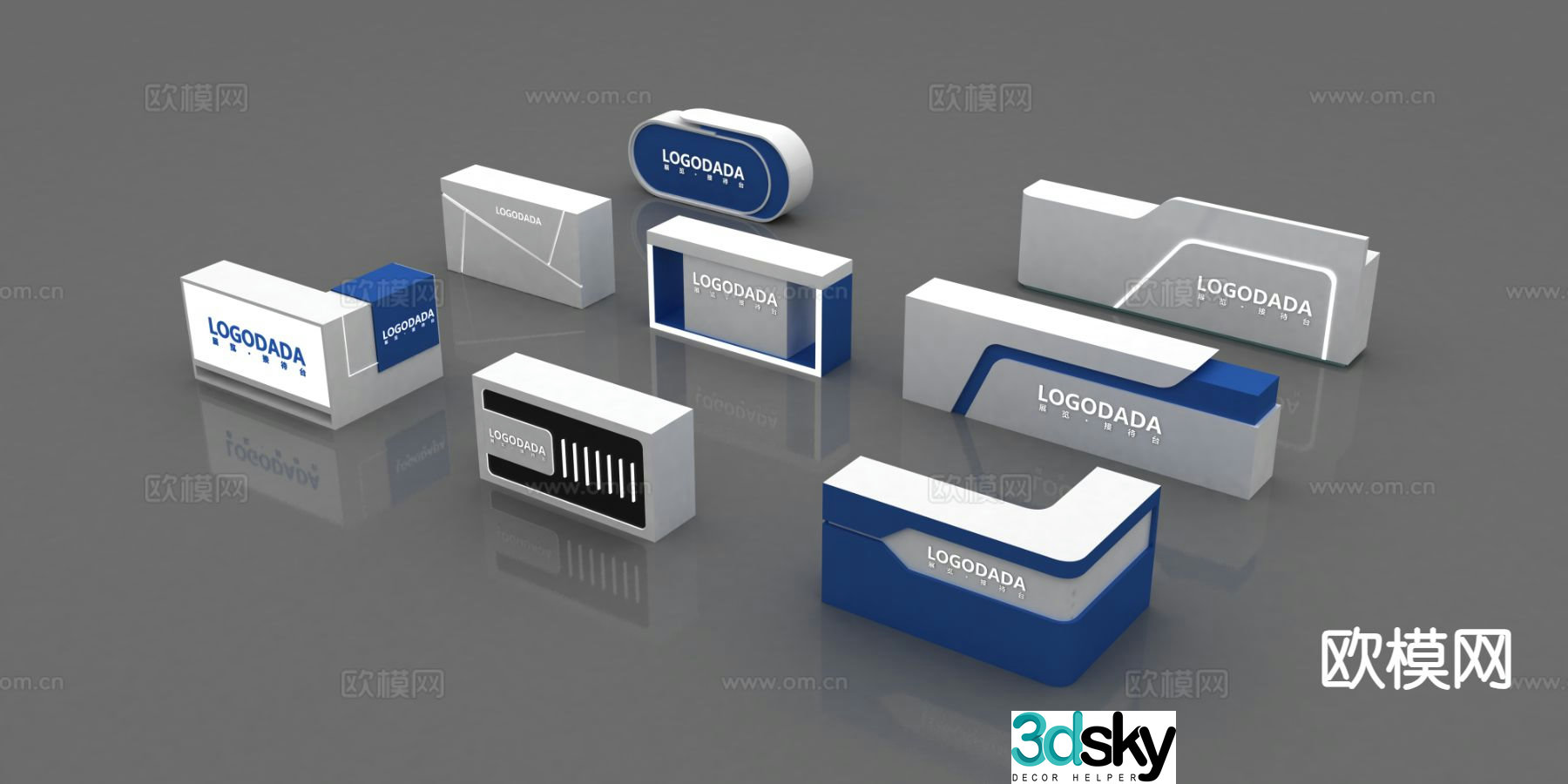Modern reception desk exhibition stand service desk front desk 3d model