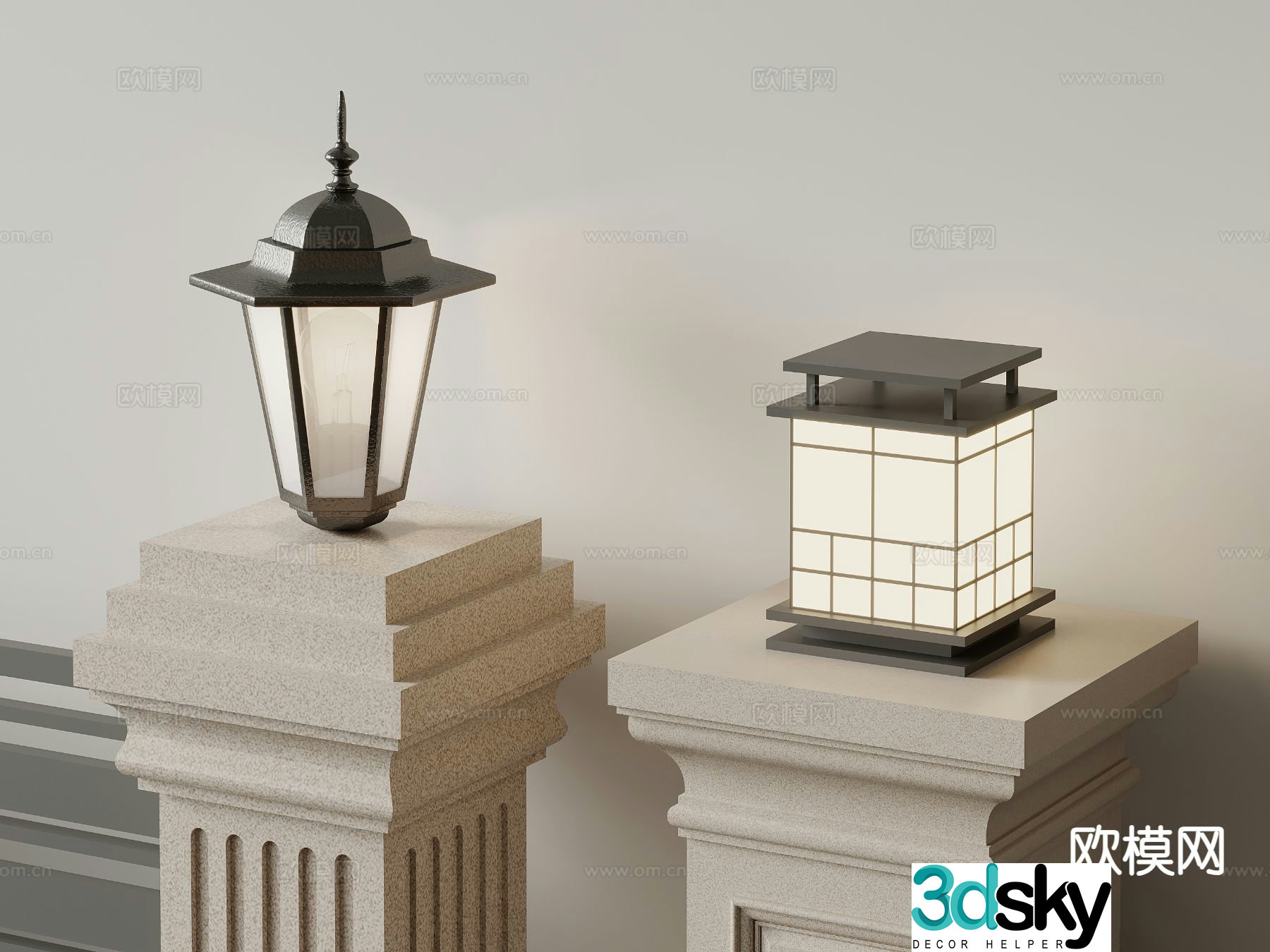 French outdoor lamp column lamp garden lamp 3d model