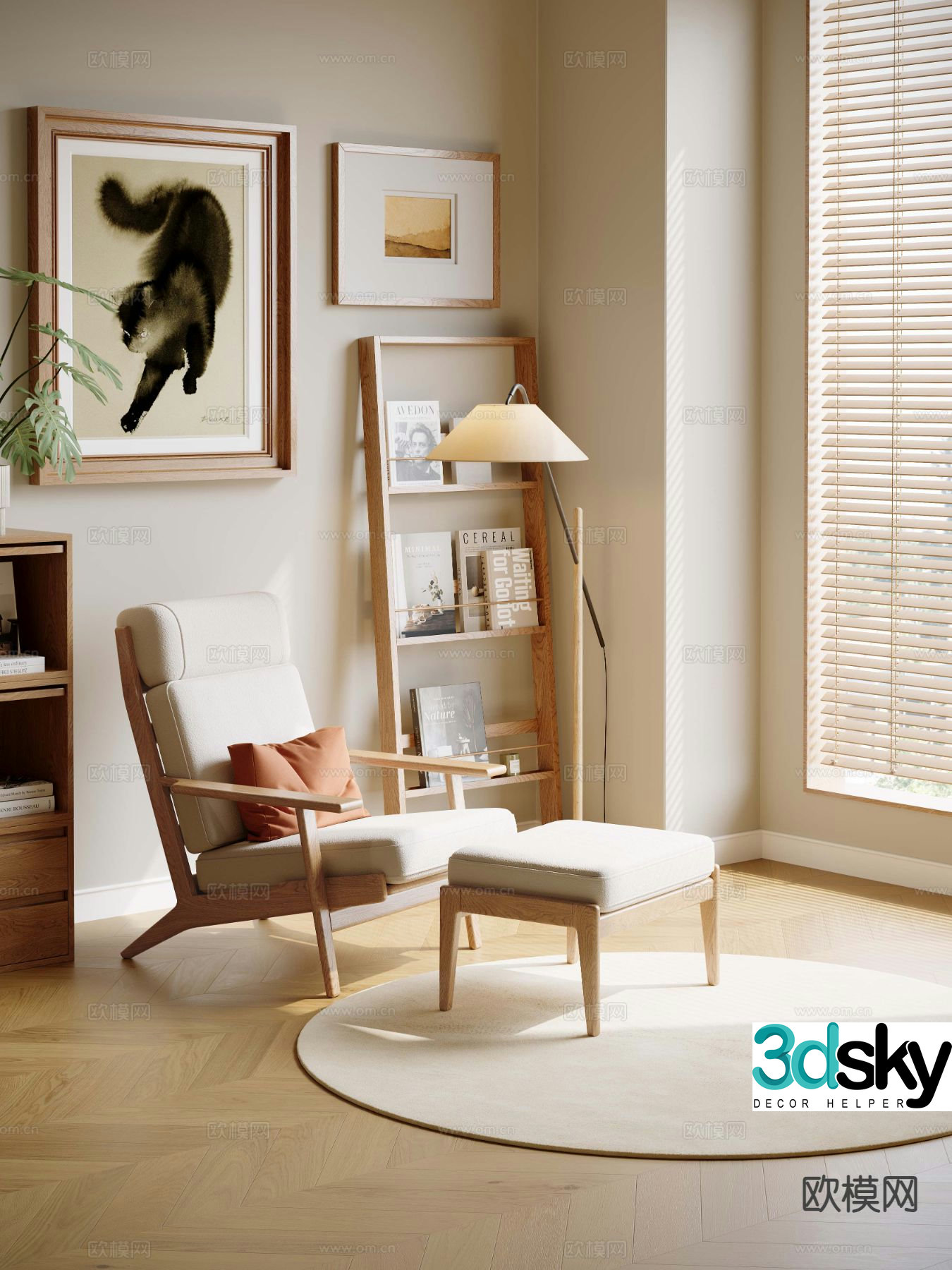 Log style chair leisure chair 3d model