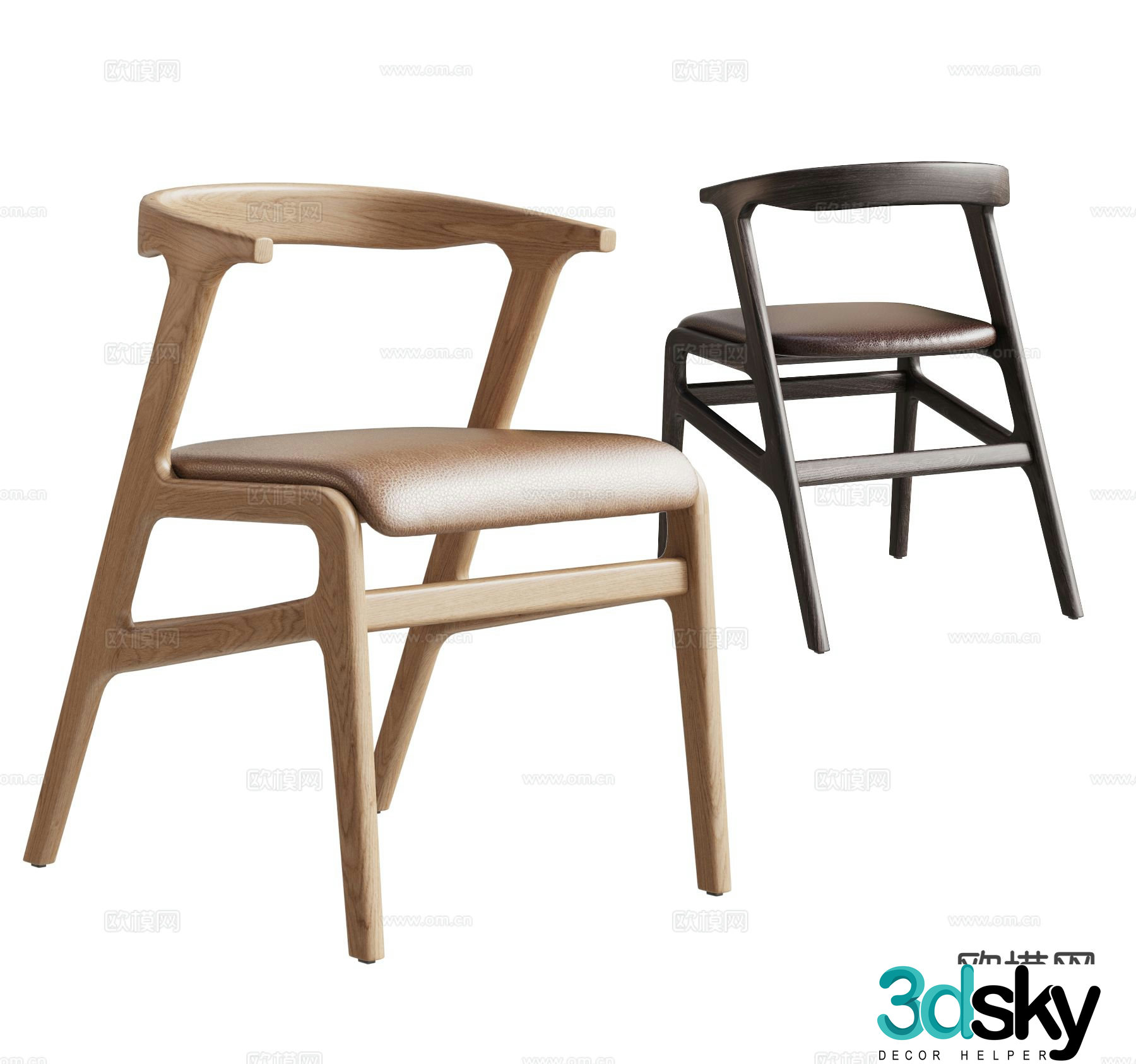 Modern single chair dining chair chair 3d model