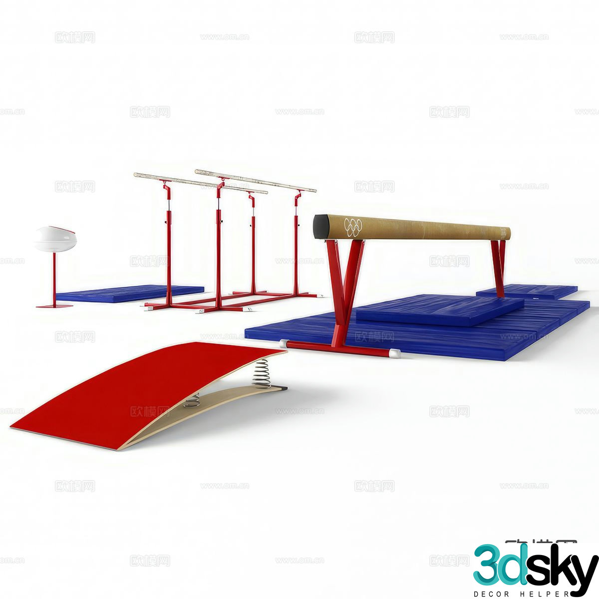 Sports equipment parallel bars spring board amusement equipment 3d model