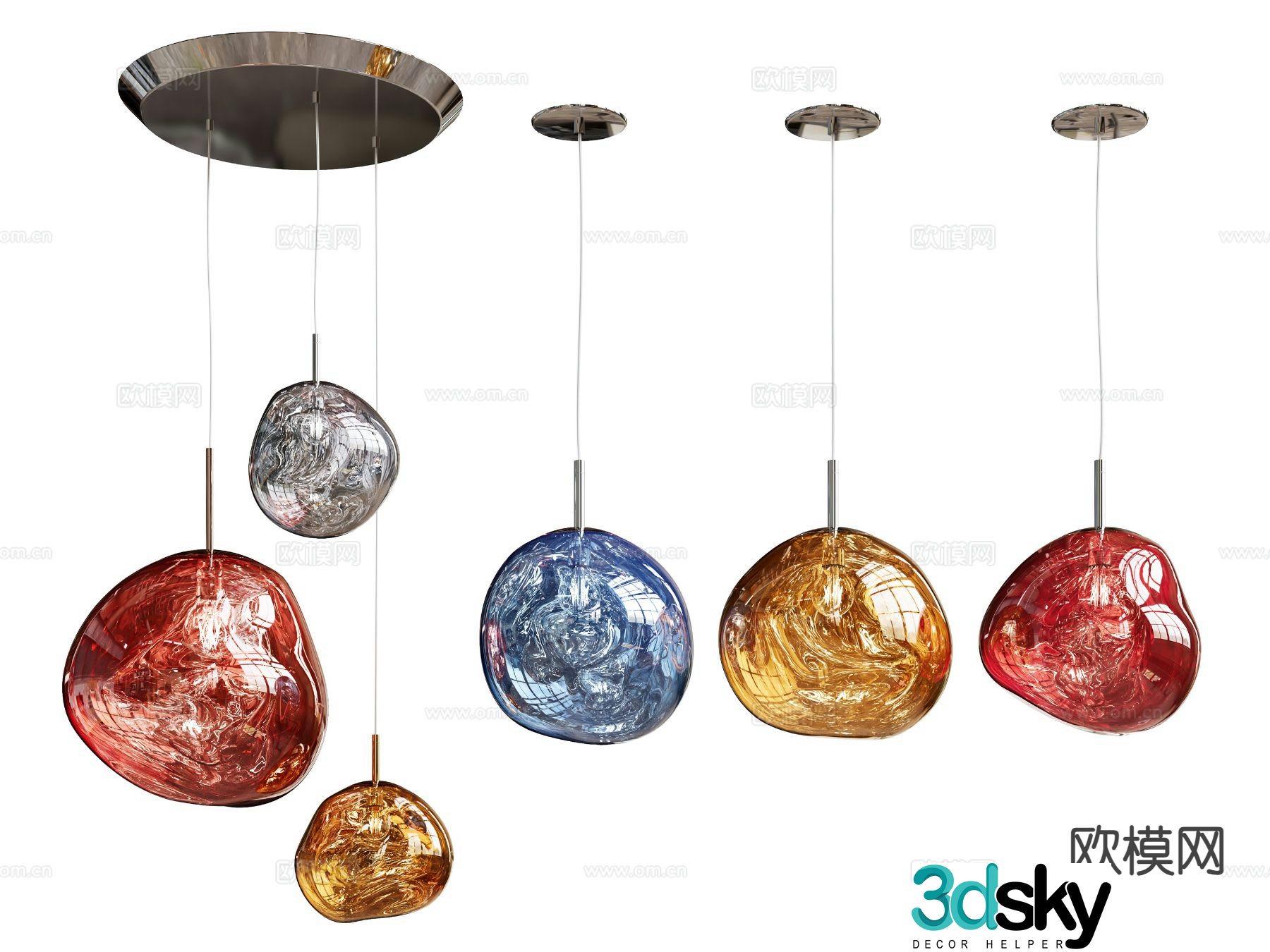 tomdixon lava lamp color chandeliers 3d model