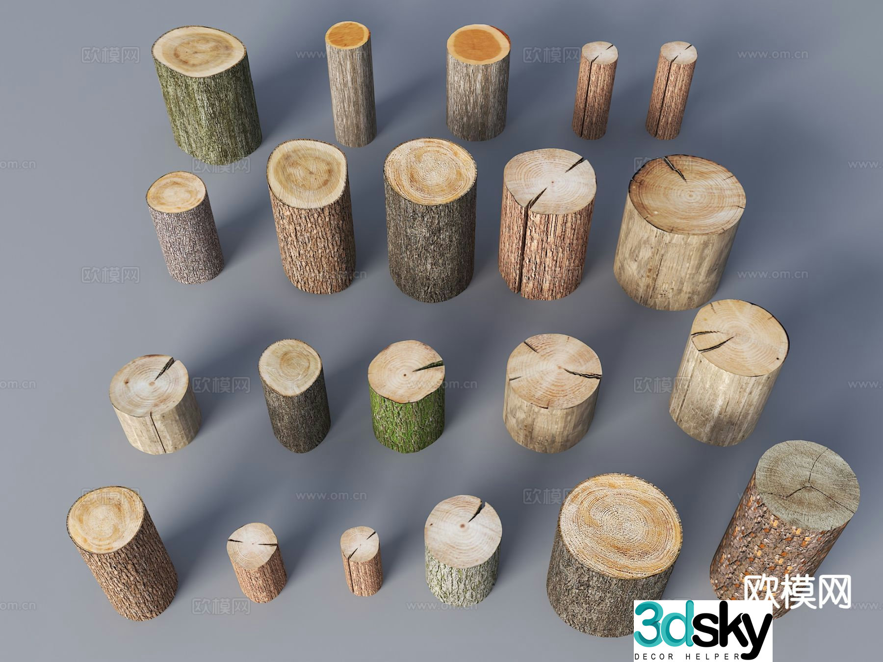 tree stump pine stump tree trunk wooden pillar 3d model