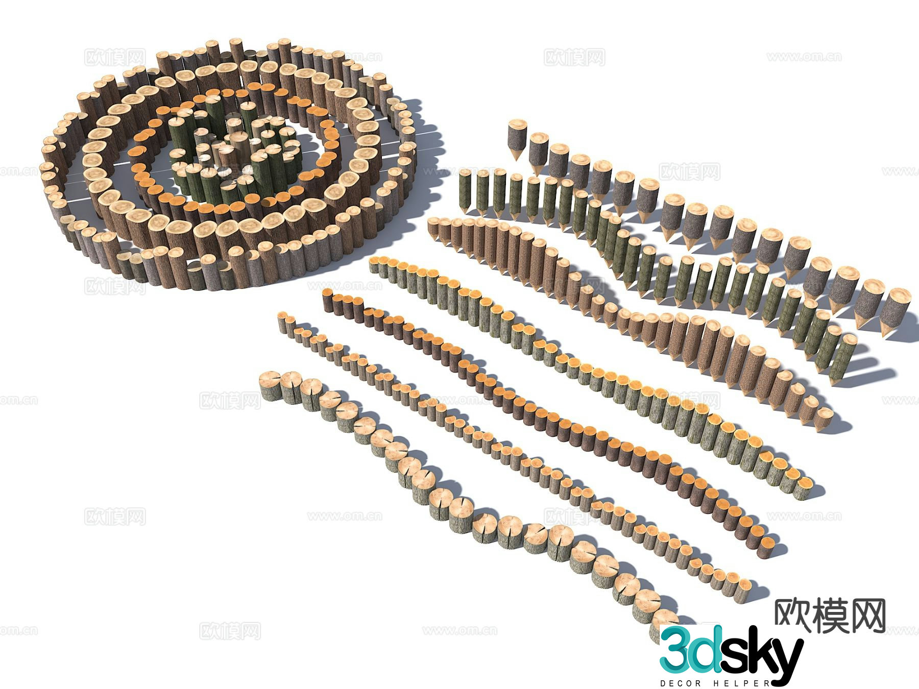 tree stump pine stump tree trunk wooden pillar 3d model